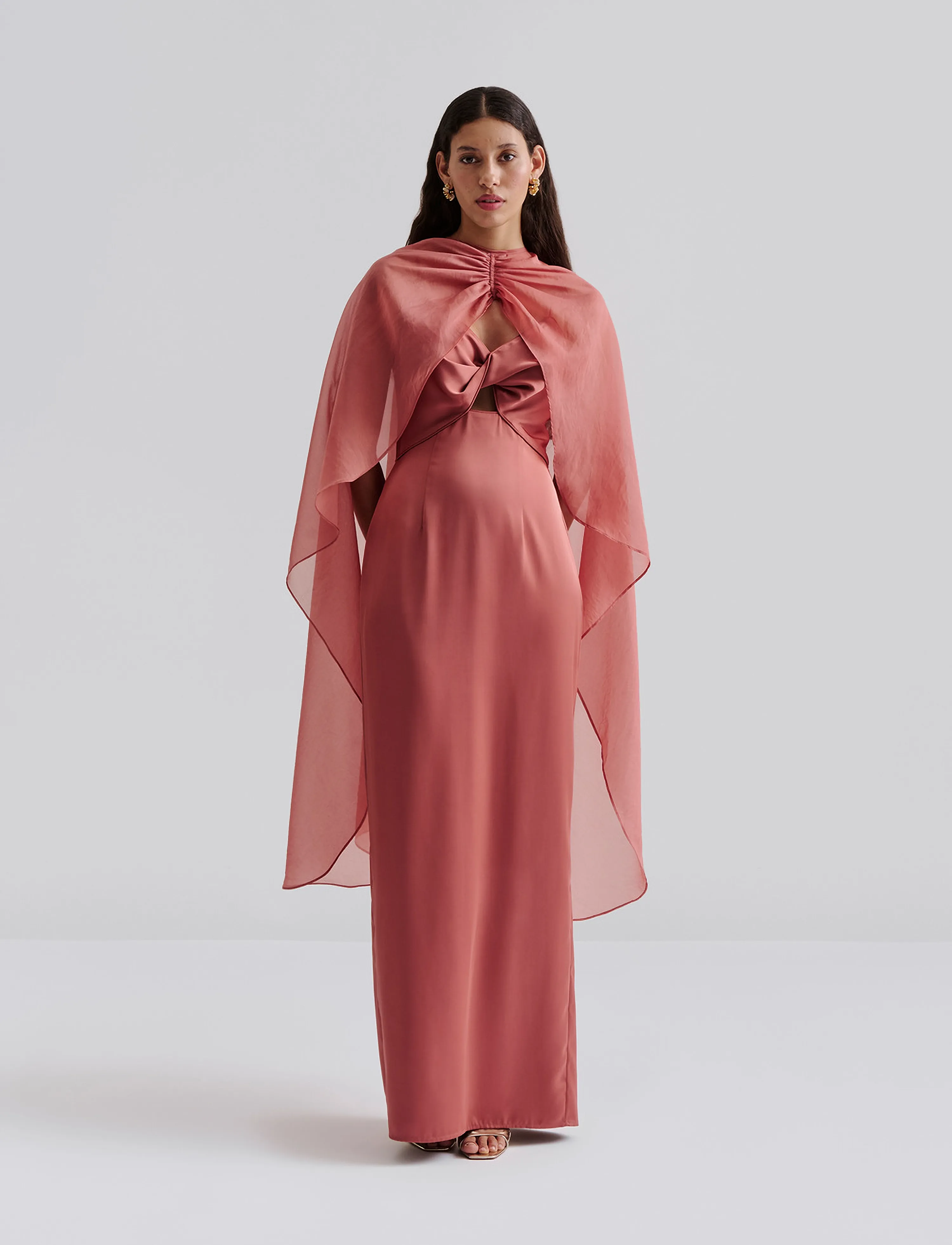 Malina - Patrizia cut out slip maxi dress - terracotta - 3