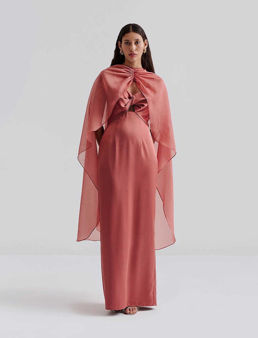 Malina - Patrizia cut out slip maxi dress - terracotta - 3