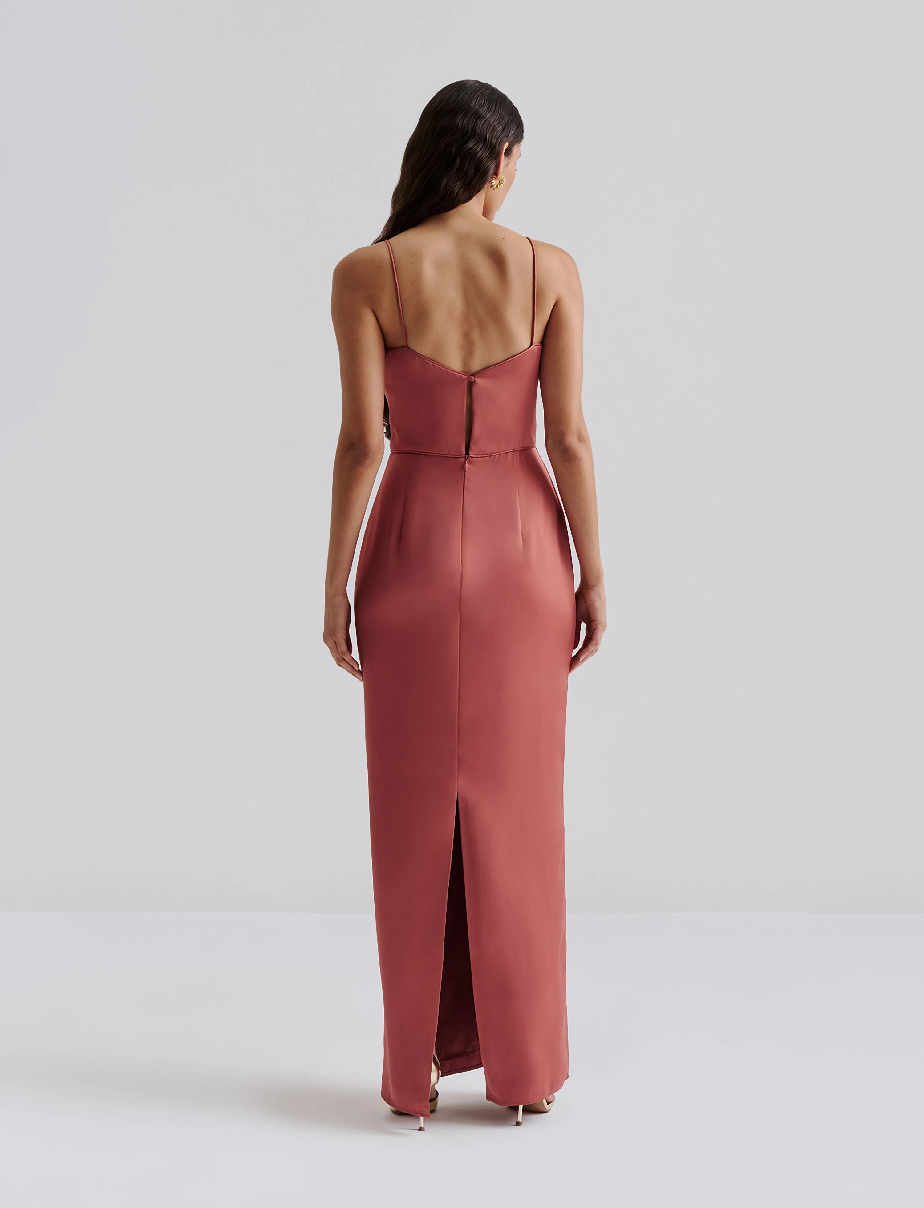 Malina - Patrizia cut out slip maxi dress - terracotta - 4