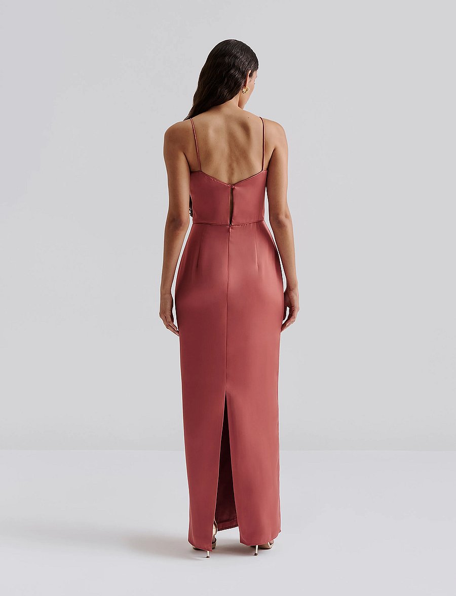 Malina - Patrizia cut out slip maxi dress - terracotta - 4