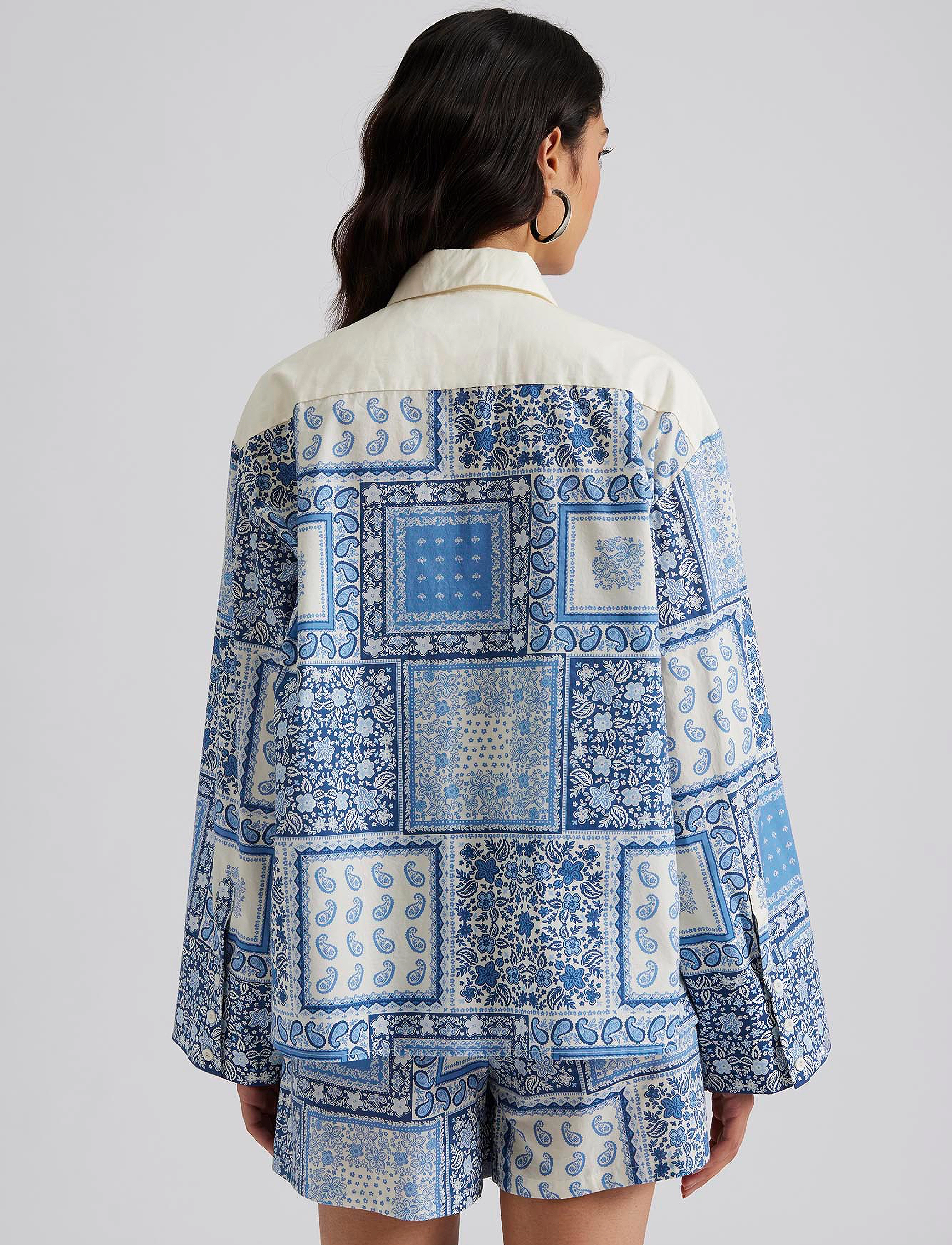 Malina - Carmen oversized patchwork shirt - coastal patchwork - 3