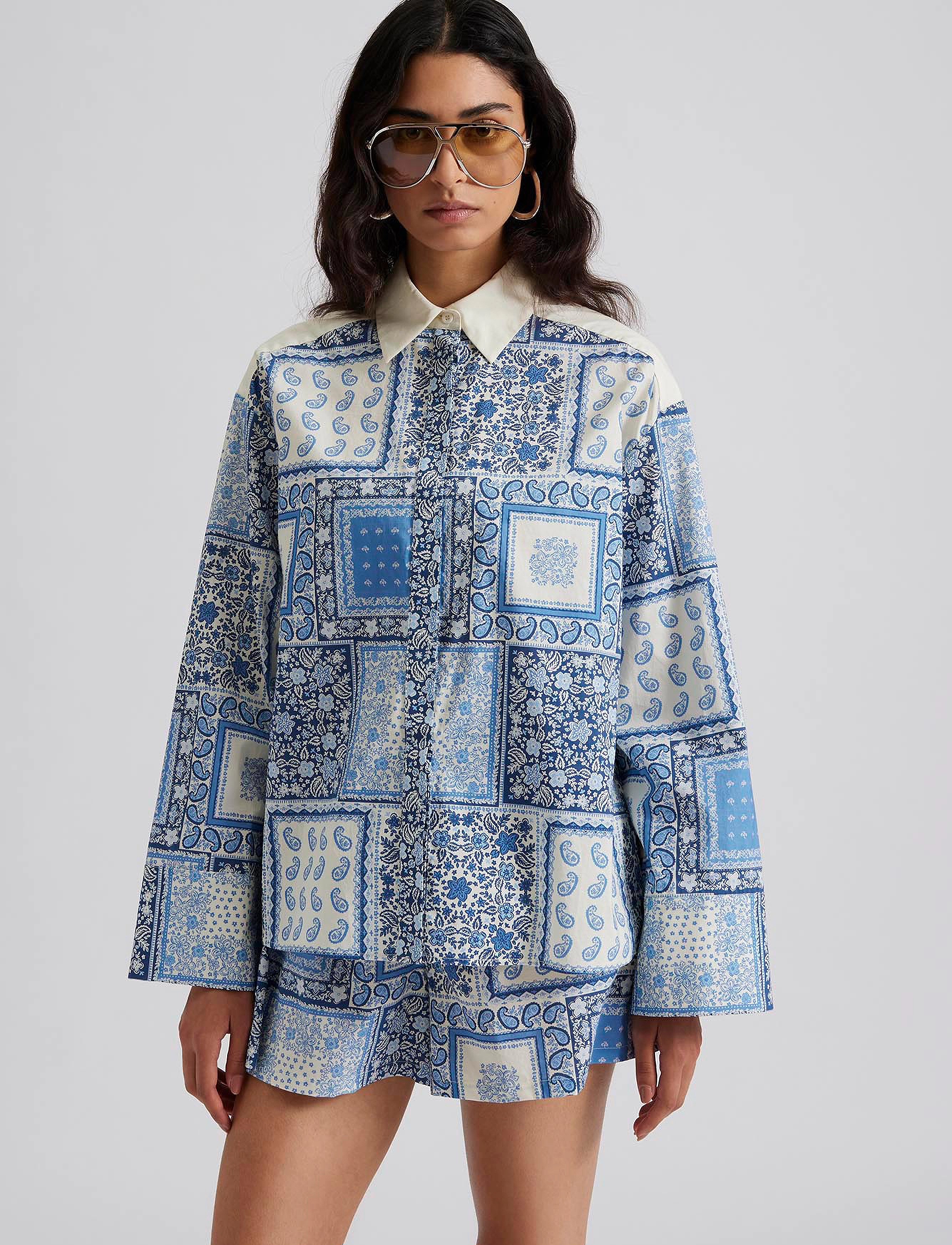 Malina - Carmen oversized patchwork shirt - coastal patchwork - 4