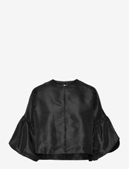 Viv dropped shoulder pouf sleeve blouse - BLACK