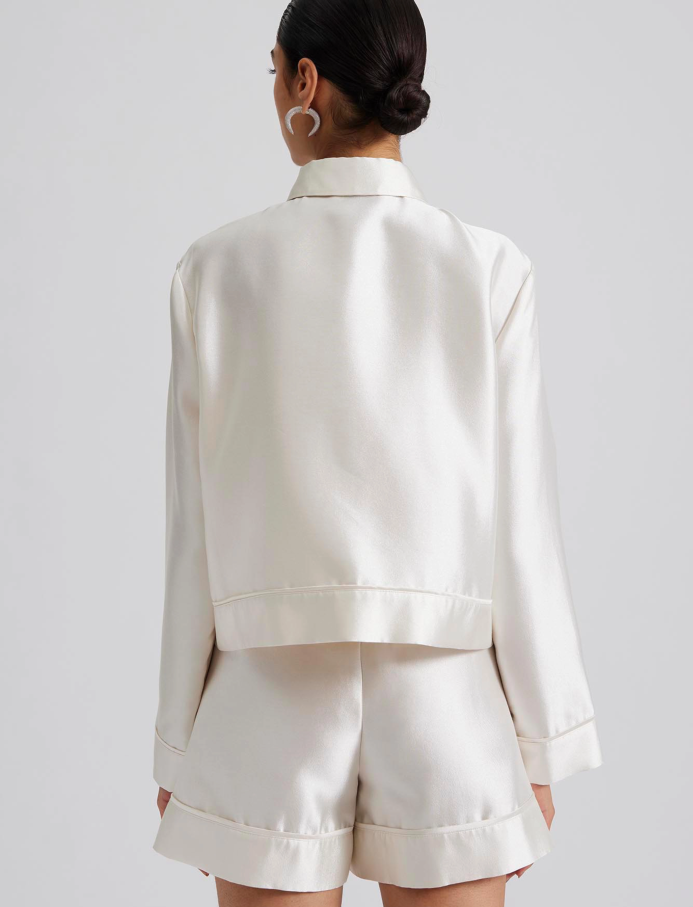 Malina - Juliana silk blend boxy overshirt - white - 3