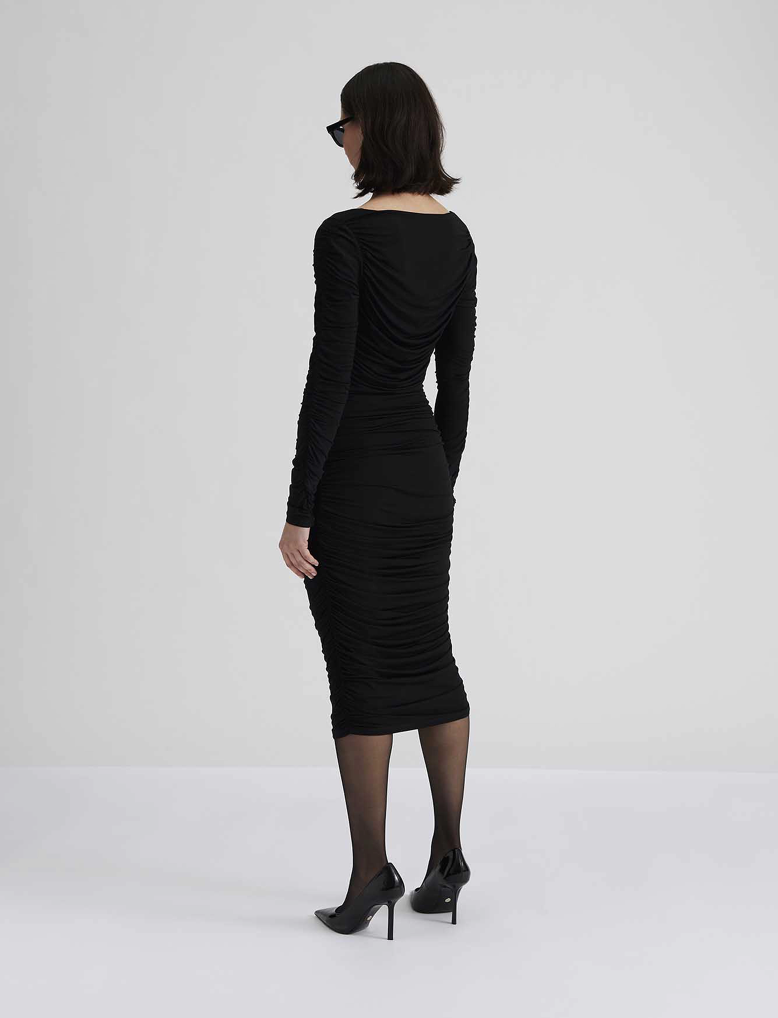 Malina - Elle heart shaped jersey midi dress - black - 3