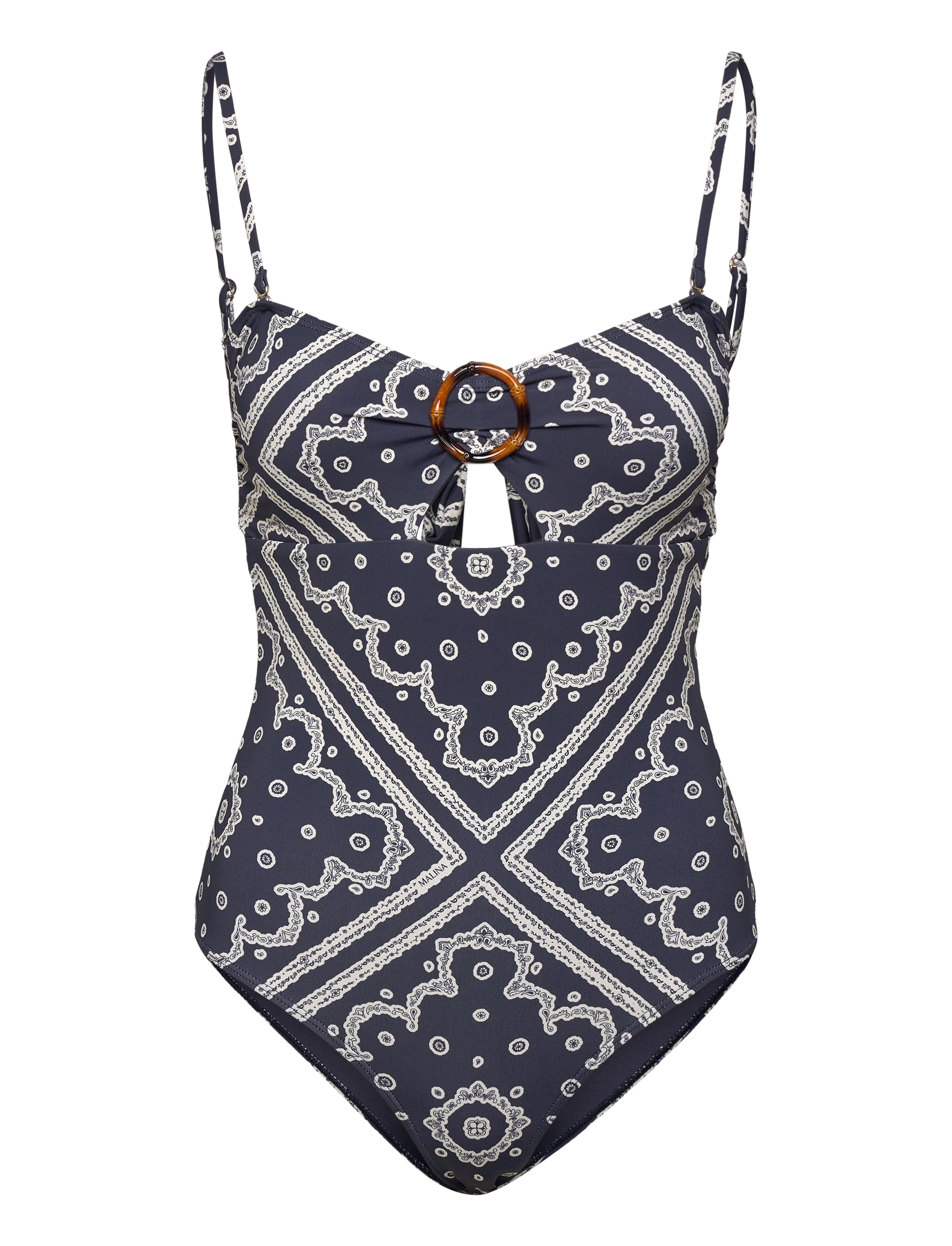 MALINA Mandy Bamboo-Ring Bandeau Badeanzug Navy - XS - Damen