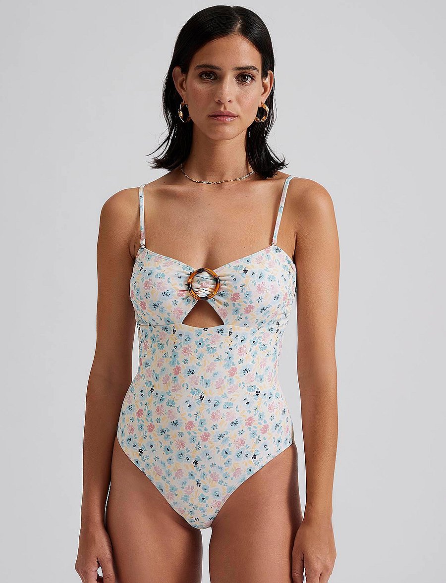Malina - Mandy bamboo-ring bandeau swimsuit - badeanzüge - ditsy - 0