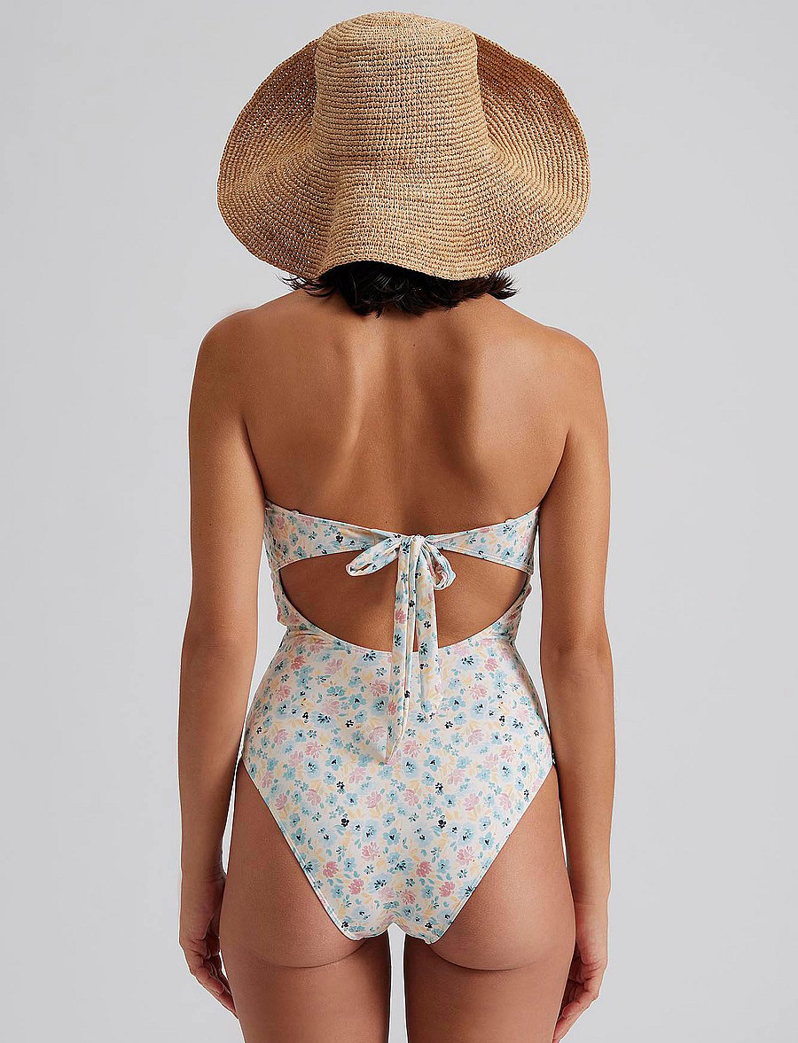 Malina - Mandy bamboo-ring bandeau swimsuit - badeanzüge - ditsy - 4