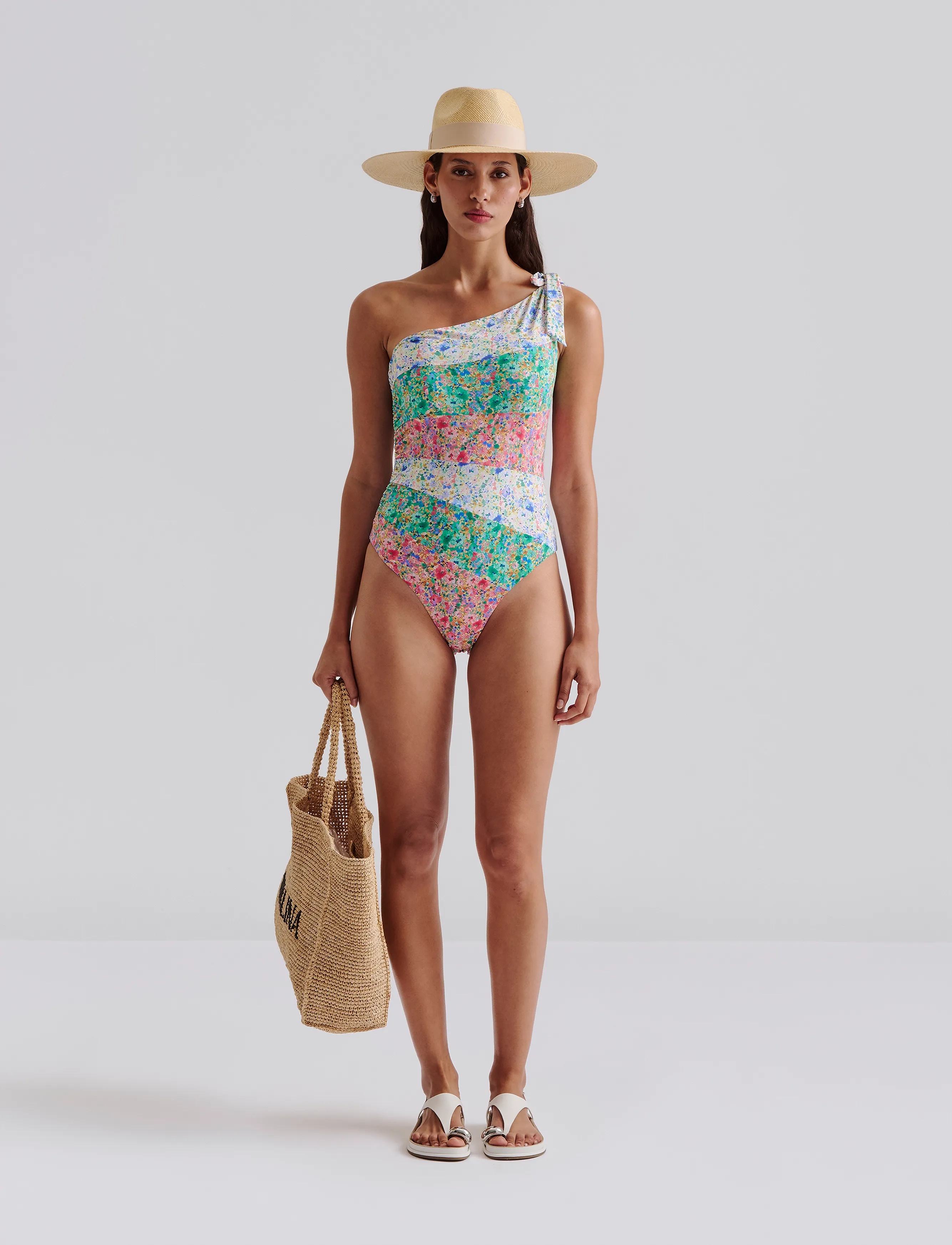 Malina Apoline One Shoulder Swimsuit, En Skulder Badedragt, Multi/mønstret, Str: S