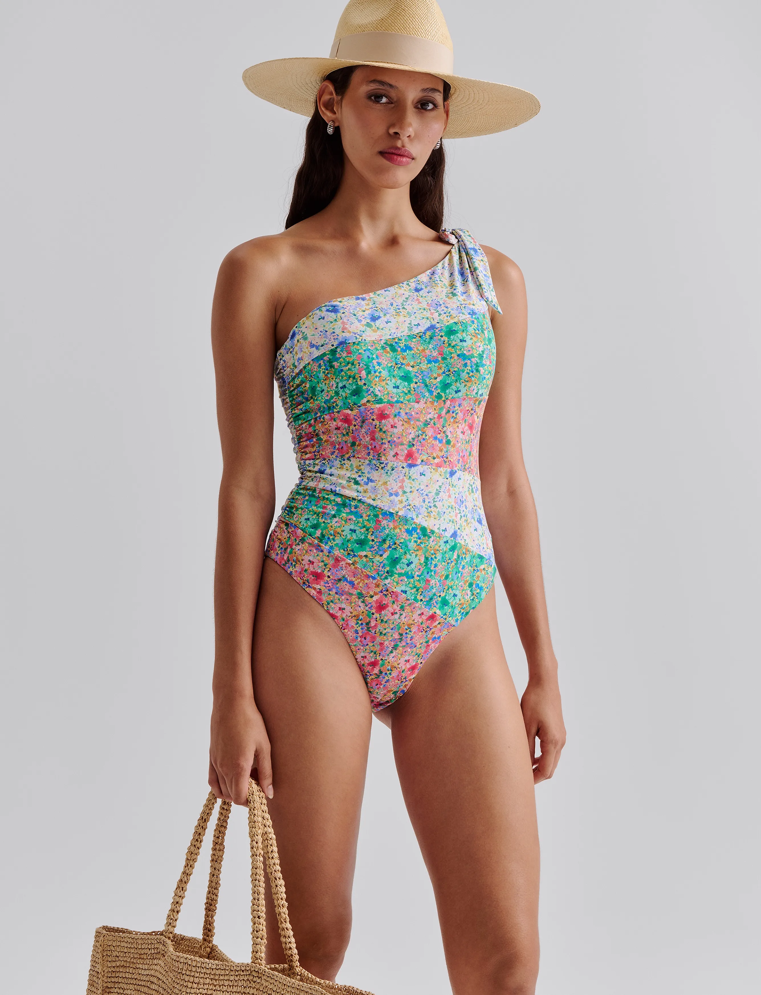 Malina - Apoline One Shoulder Swimsuit - multi ditsy - 4