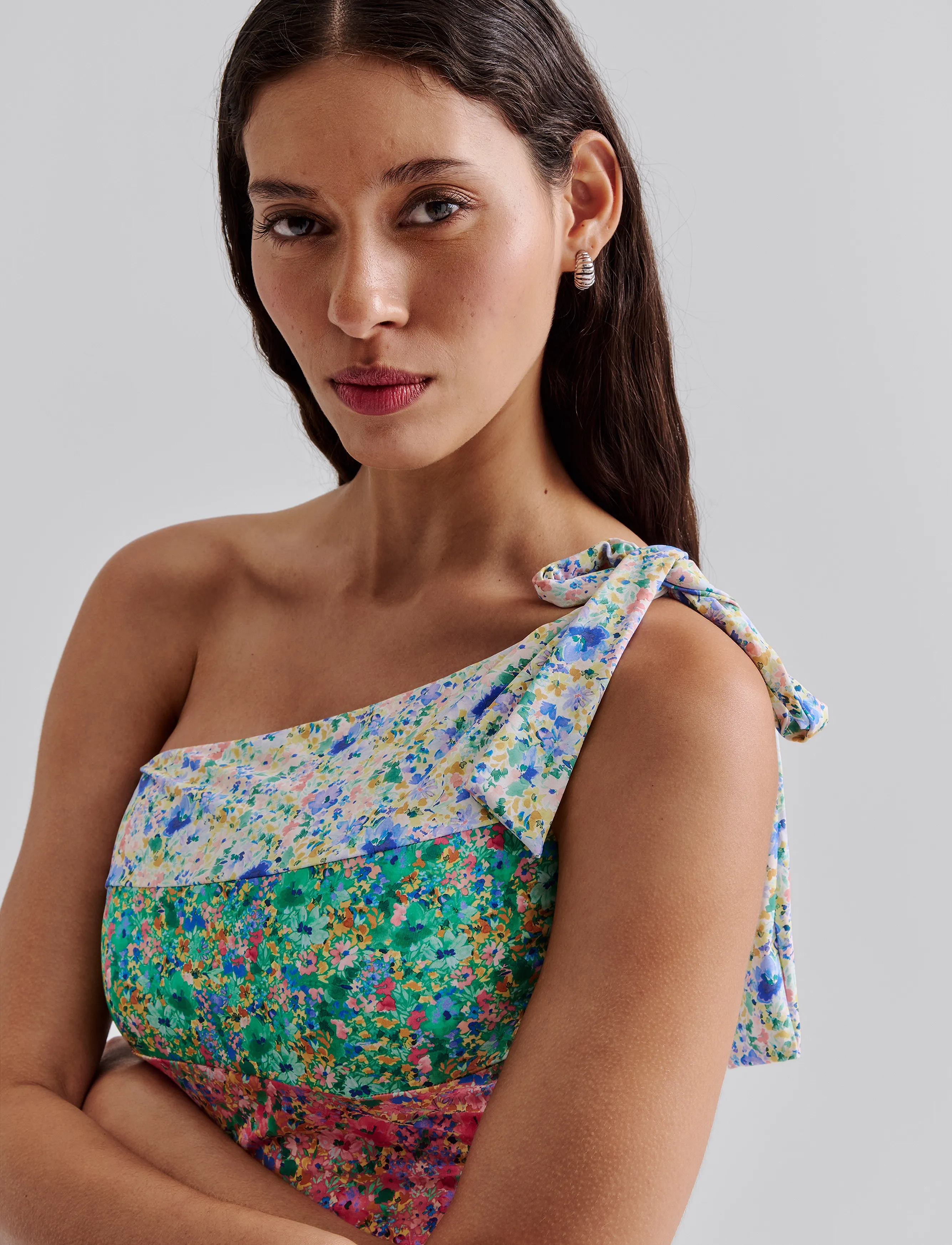 Malina - Apoline One Shoulder Swimsuit - multi ditsy - 5