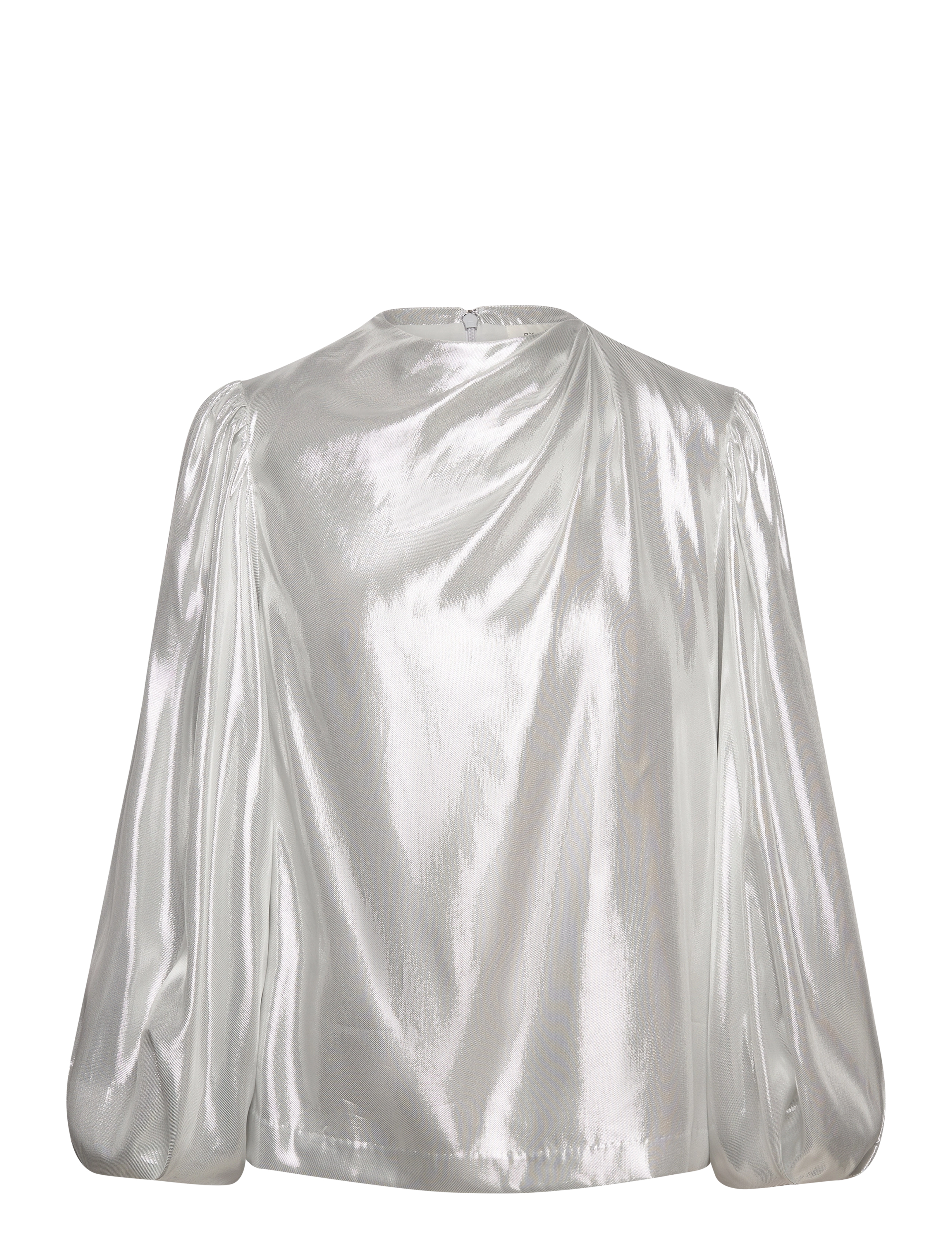 Malina - Nala draped silk long sleeve top - silver - 1