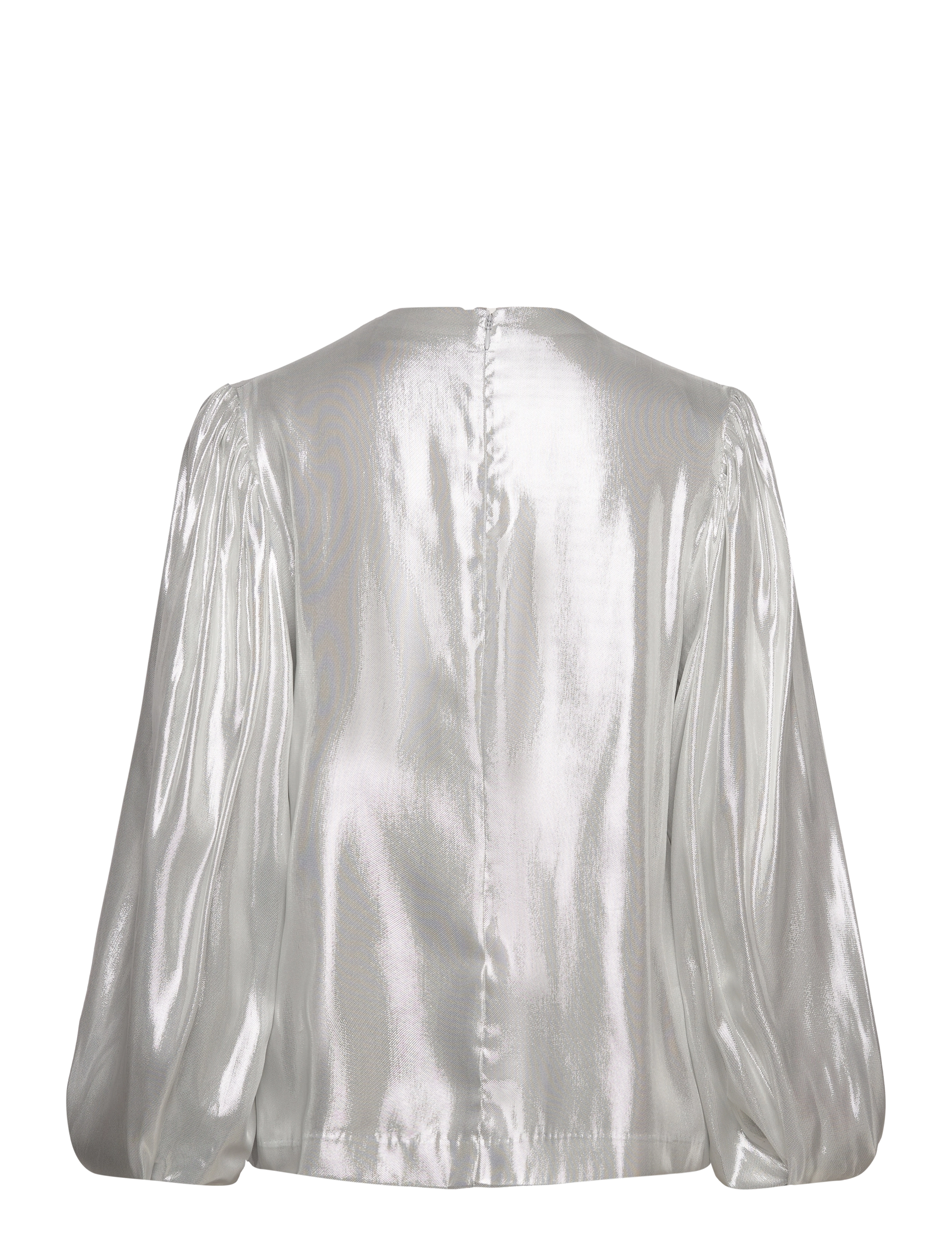Malina - Nala draped silk long sleeve top - silver - 2