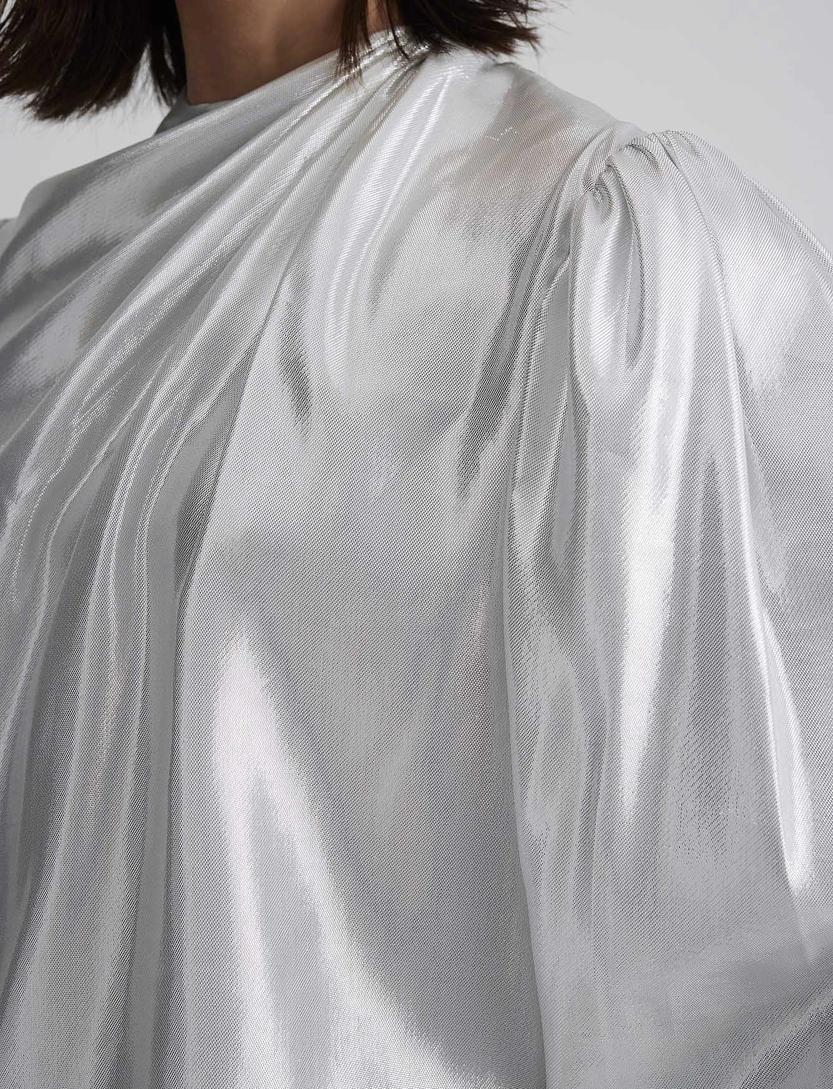Malina - Nala draped silk long sleeve top - silver - 5
