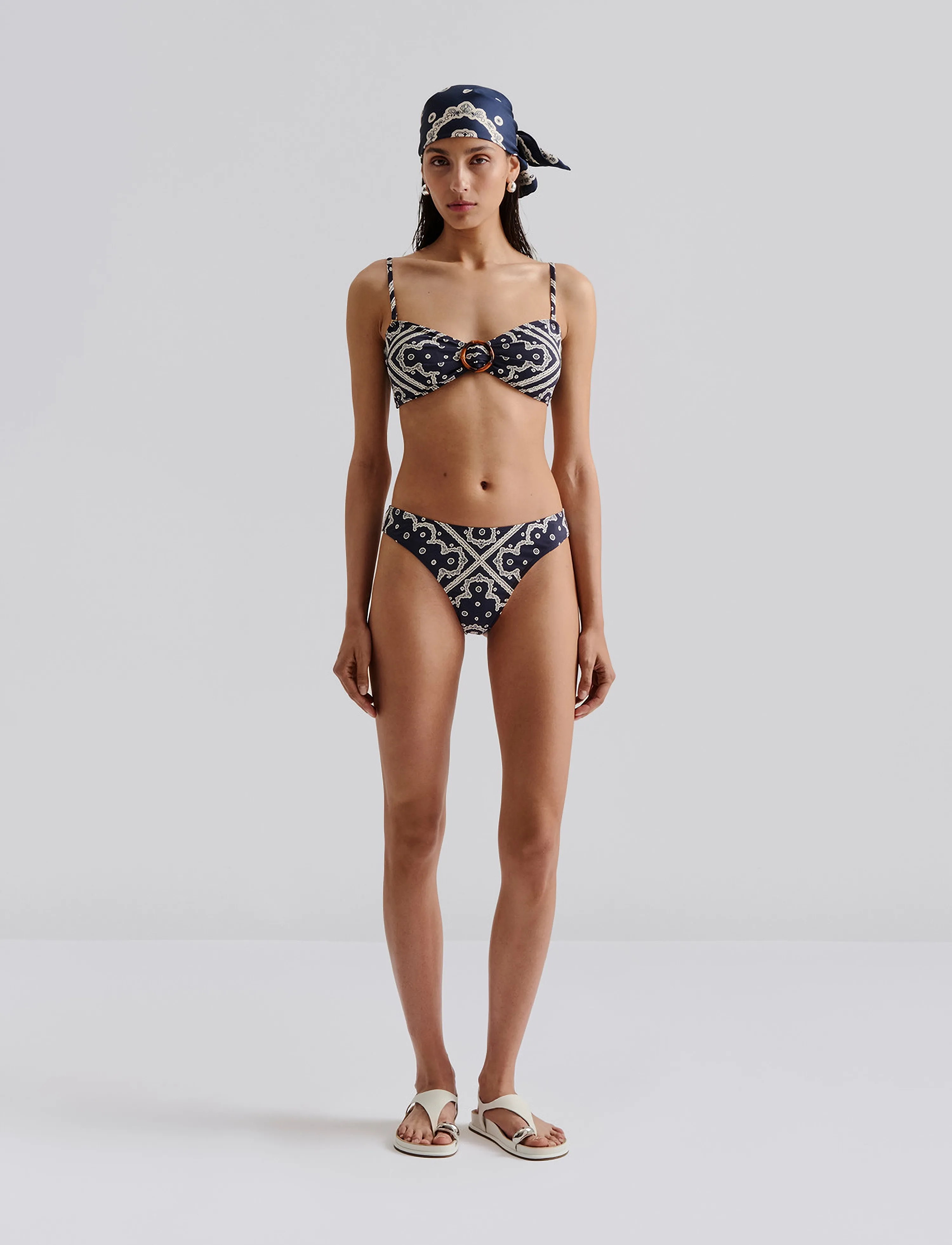 Malina Viola Bamboo-Ring Bandeau Bikini Top, XS, Black, Bikinitoppe > Bandeau-Bikinitoppe, Dame