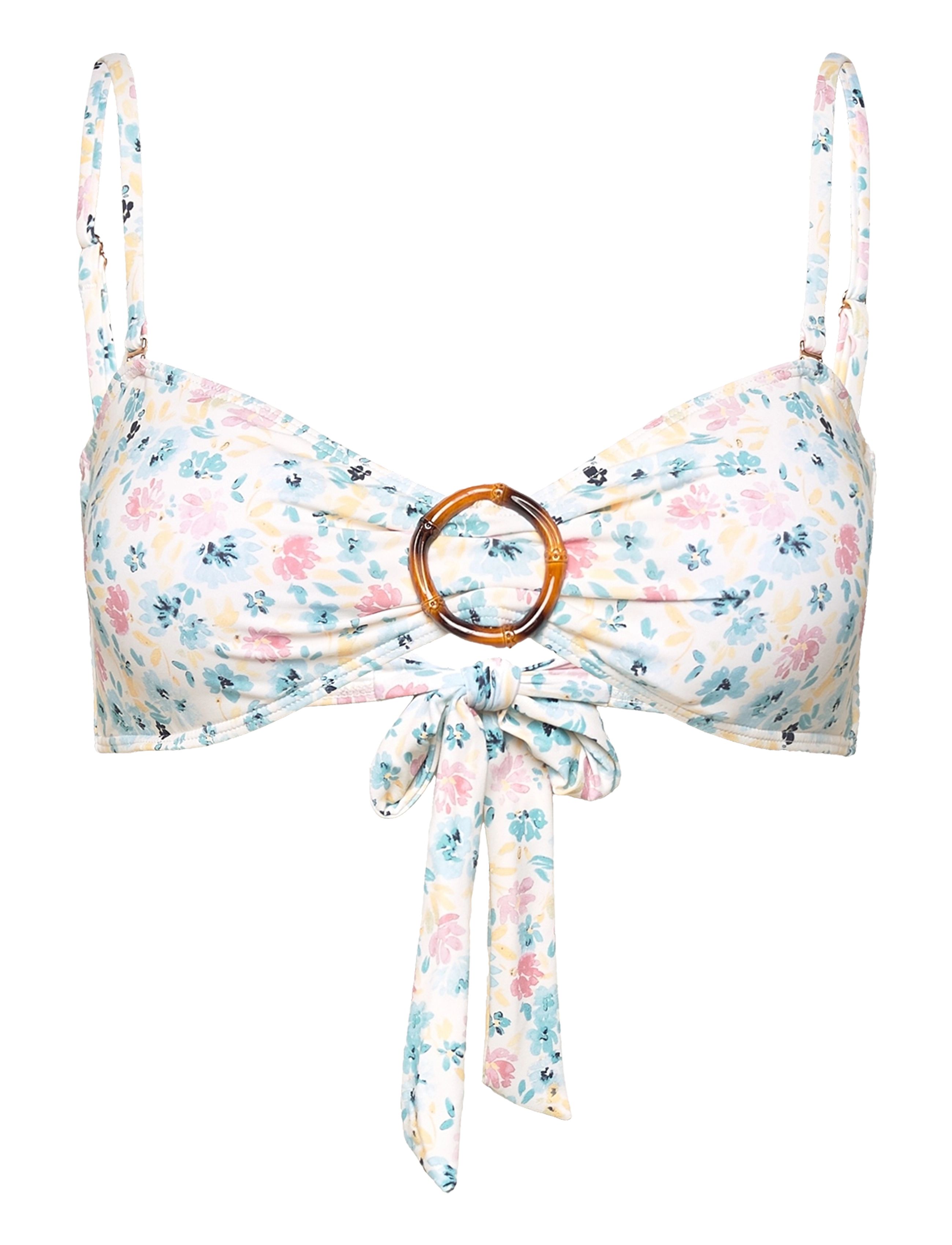 MALINA Viola Bamboo-Ring Bandeau Bikini Oberteil Weiß - L - Damen