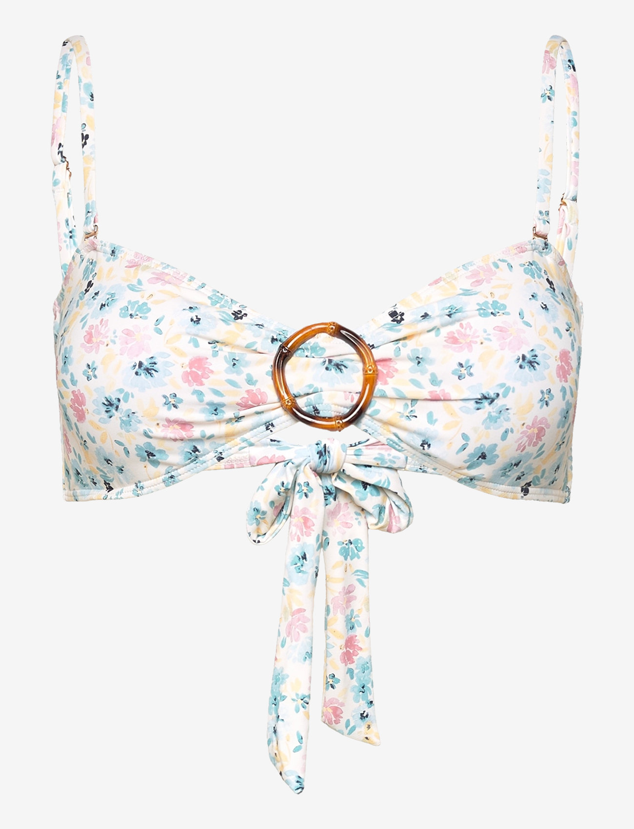 Malina - Viola Bamboo-Ring Bandeau Bikini Top - bandeau-bikinis - ditsy - 1