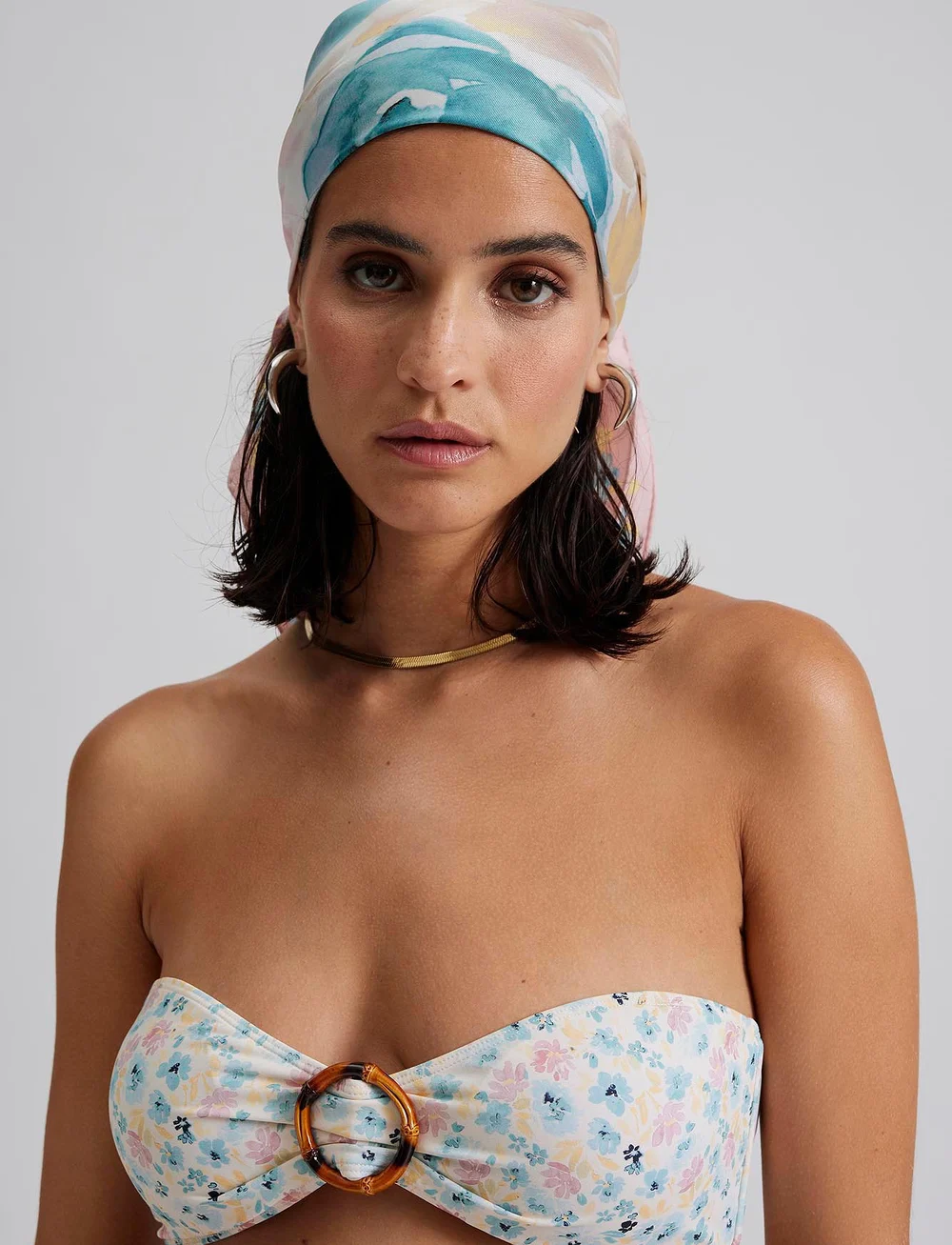 Malina - Viola bamboo-ring bandeau bikini top - bandeau-bikini-oberteile - ditsy - 5