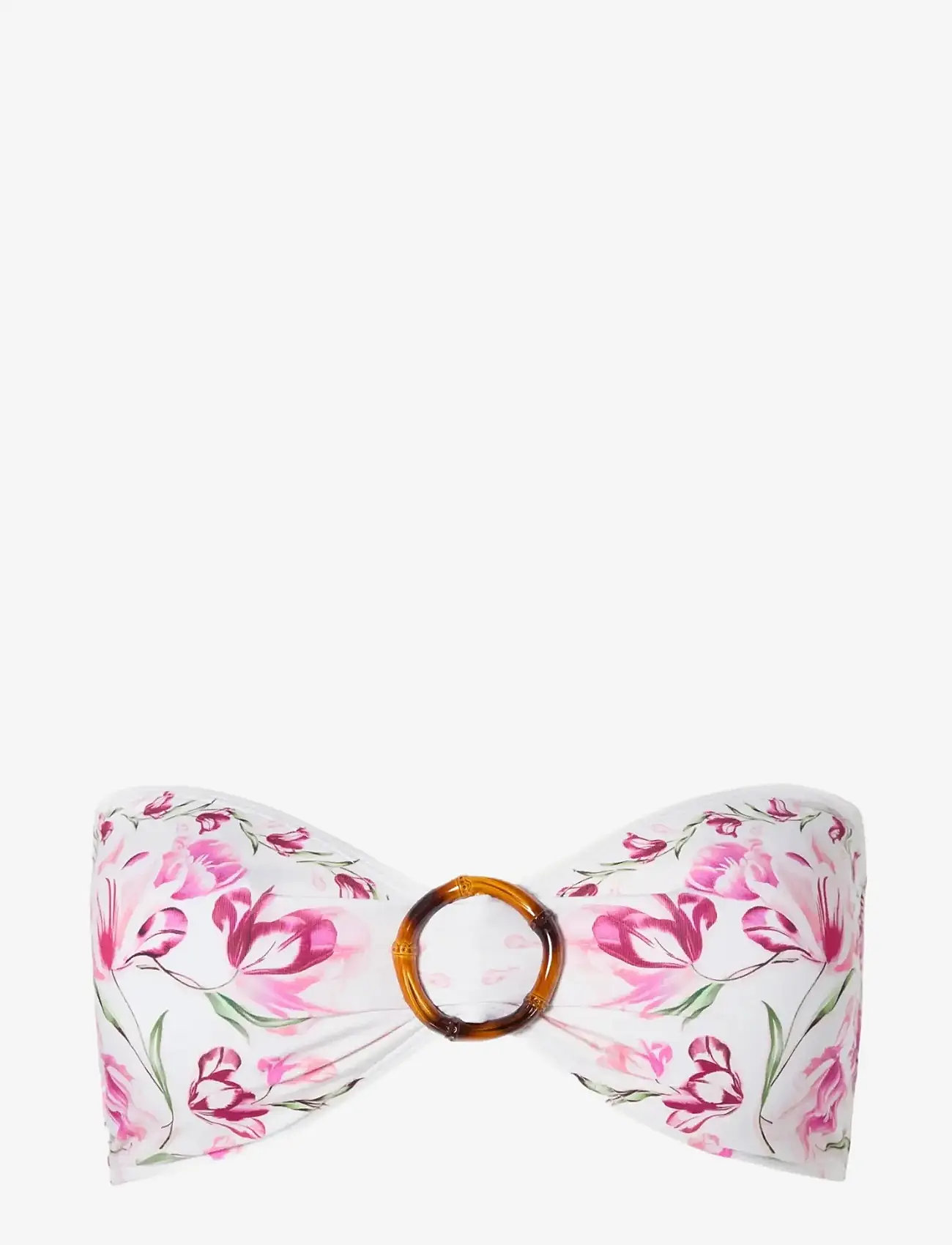 Malina - Viola bamboo-ring bandeau bikini top - paelast bikiinide ülaosad - tulip pink - 1