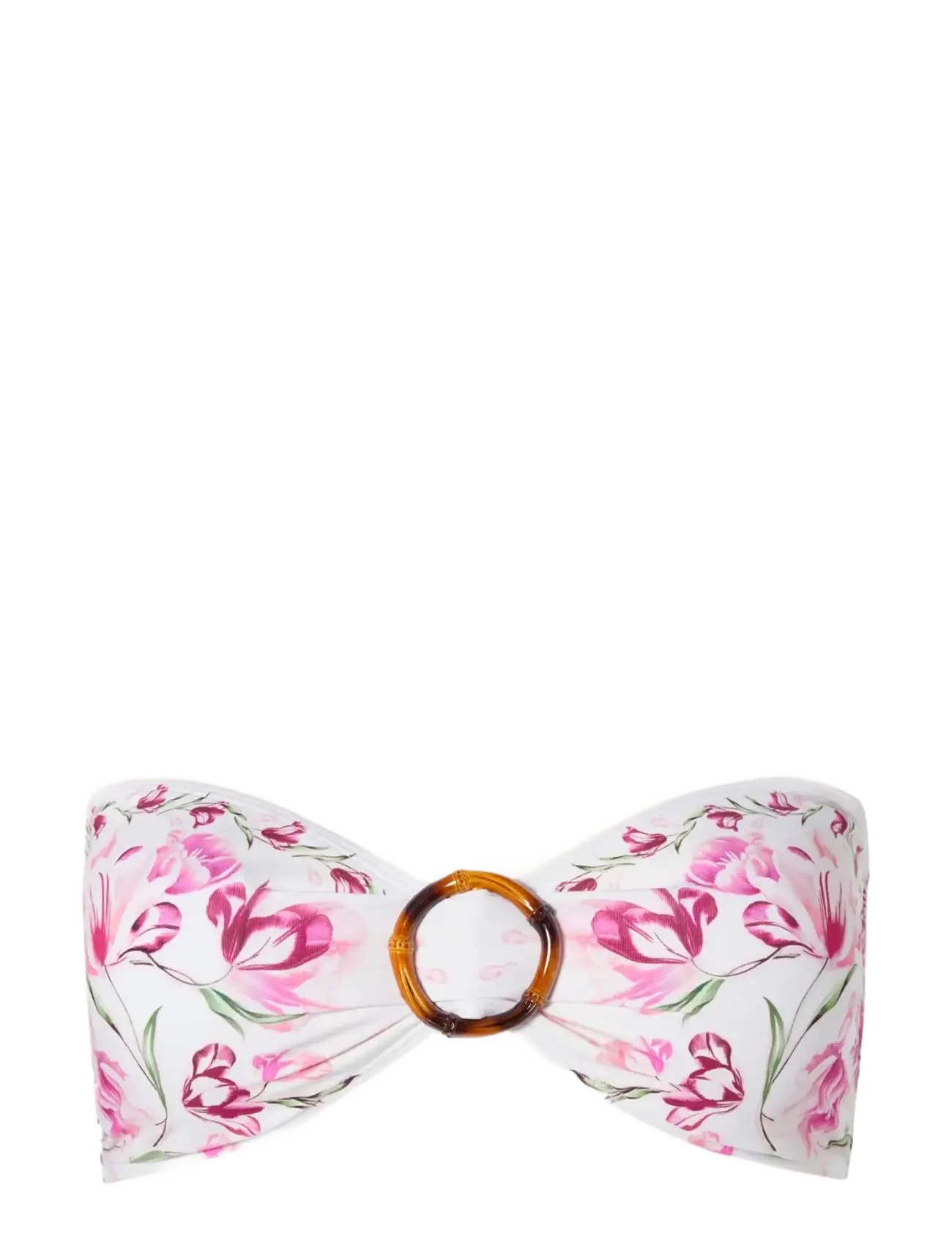 Malina Viola Bamboo-Ring Bandeau Bikini Top - Swimwear - TULIP PINK / pink/rose
