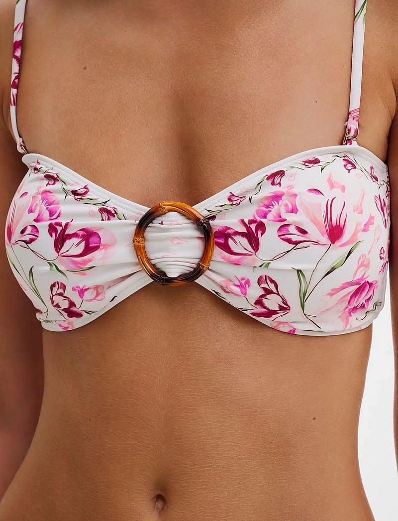 Malina - Viola bamboo-ring bandeau bikini top - paelast bikiinide ülaosad - tulip pink - 3