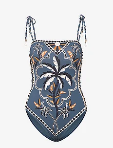 Fern tie shoulder printed swimsuit, By Malina