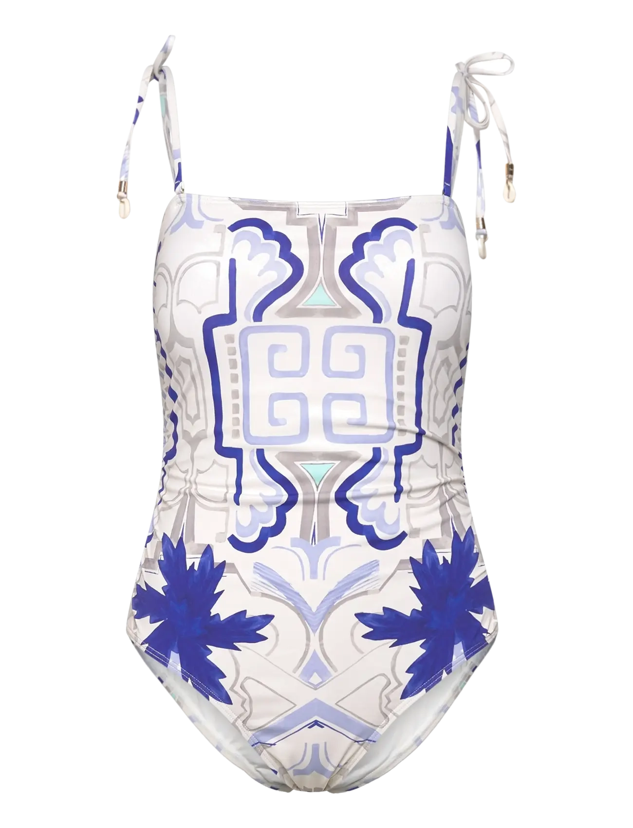 MALINA Fern Tie Schulter Printed Badeanzug Weiß - XS - Damen