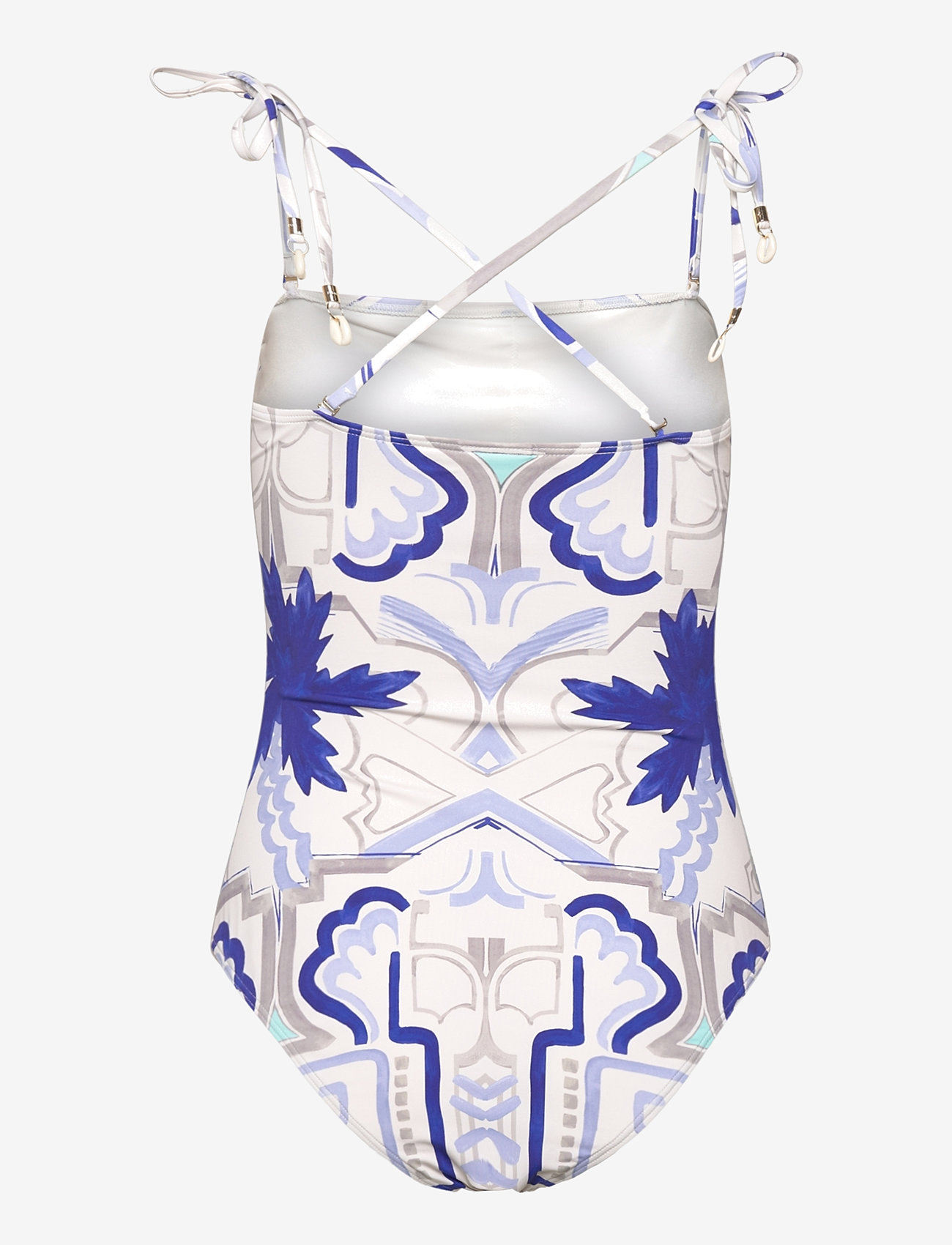 Malina - Fern tie shoulder printed swimsuit - baddräkter - mosaic - 4