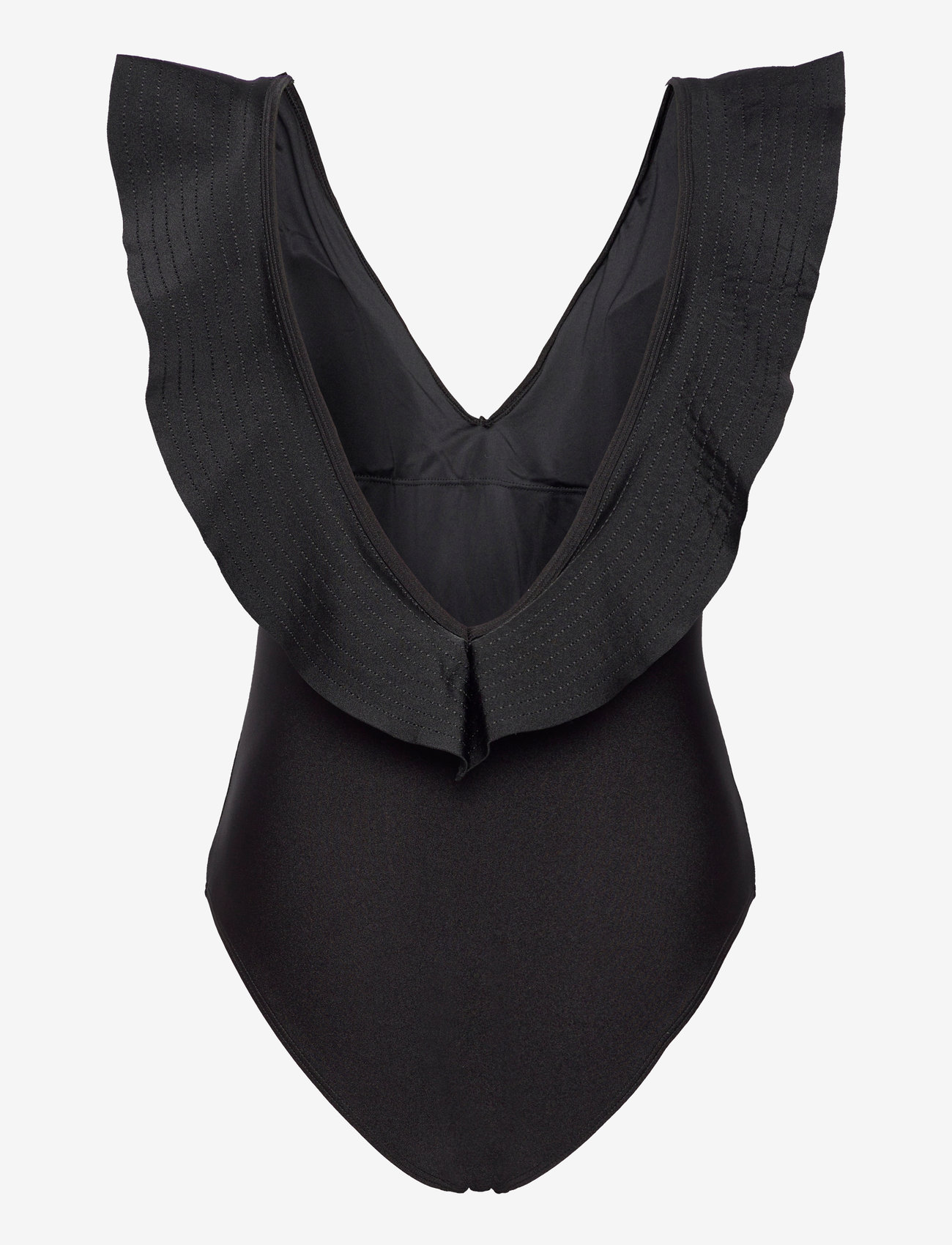 Malina - Paola ruffled v-neck swimsuit - badeanzüge - black - 2