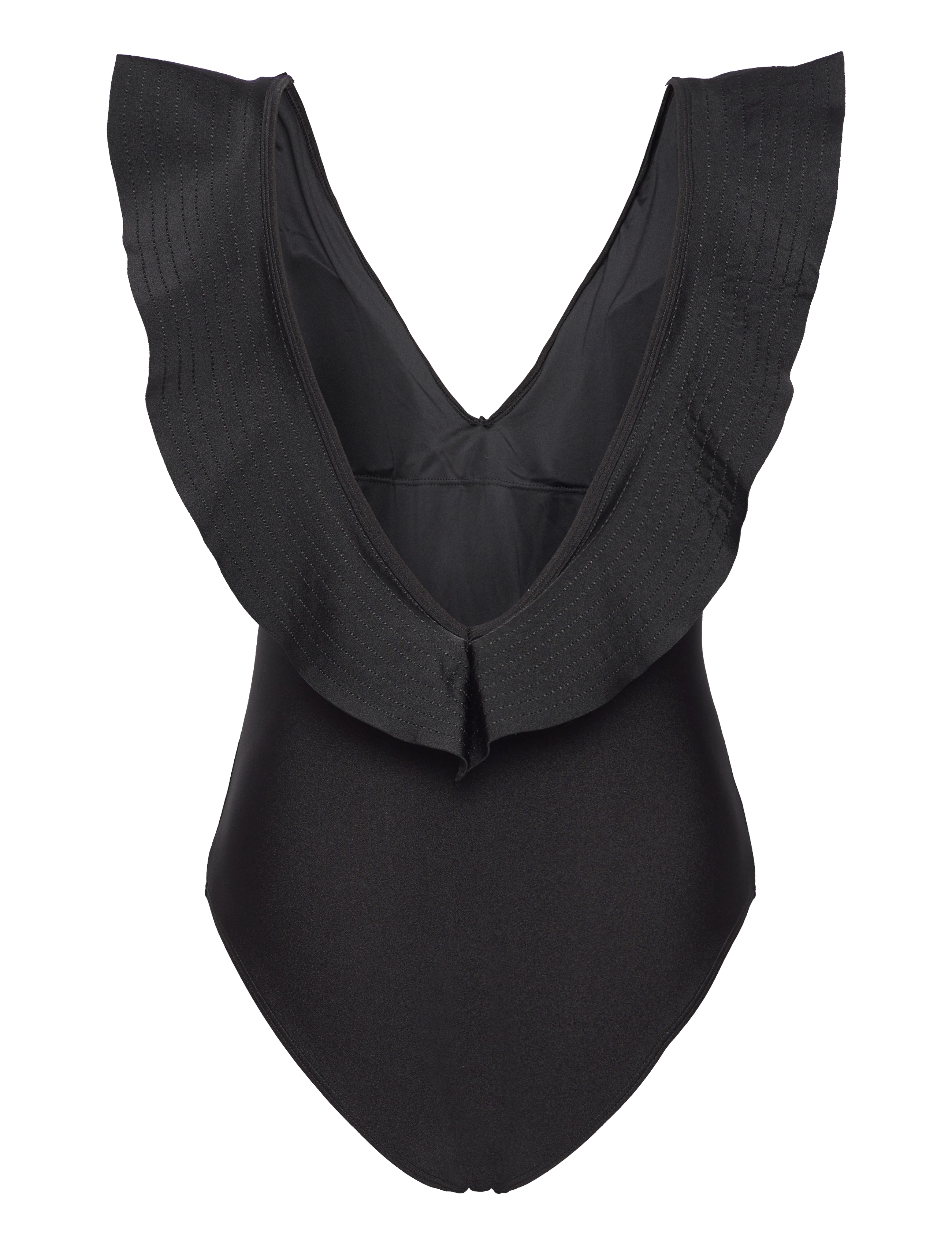Malina - Paola ruffled v-neck swimsuit - badeanzüge - black - 2