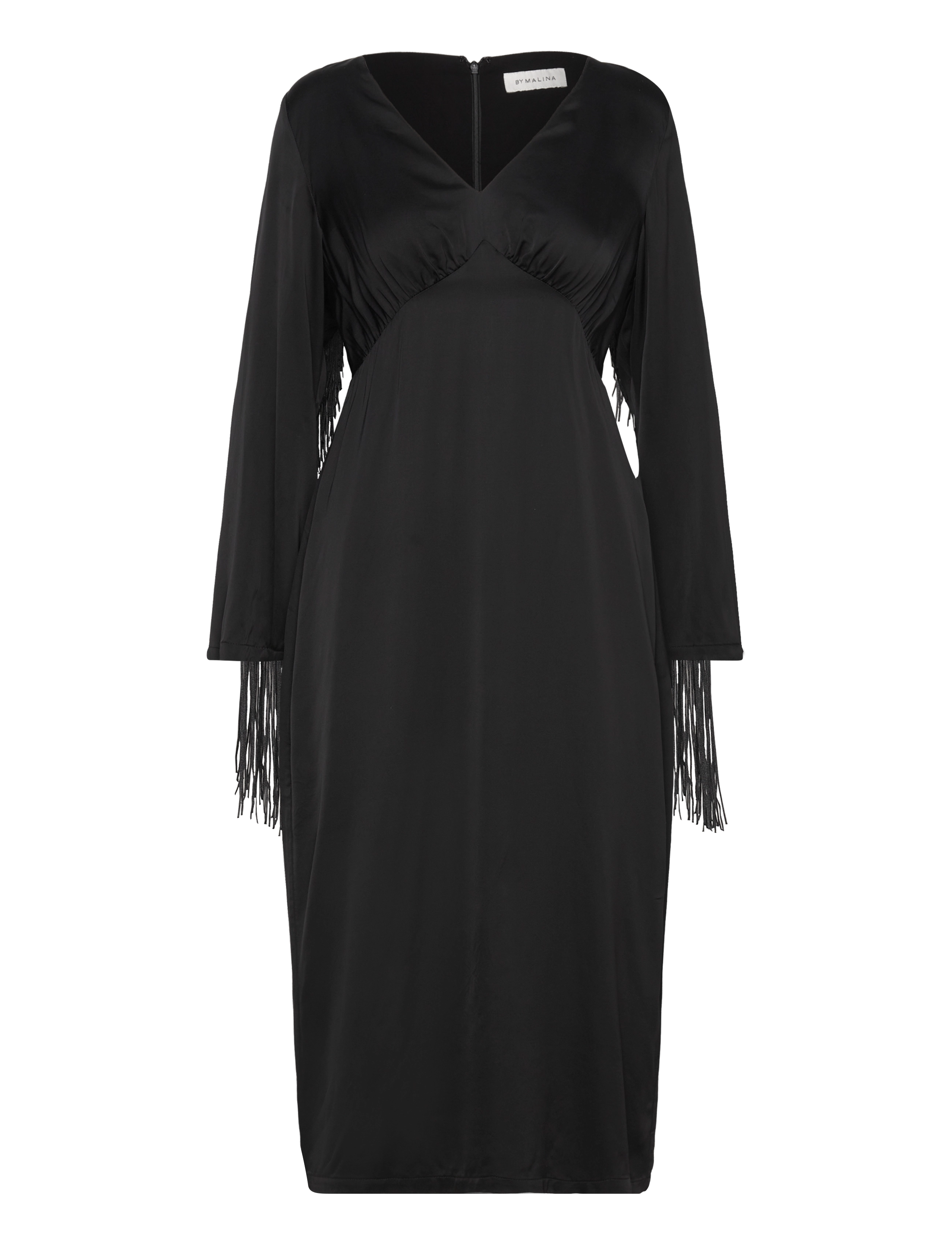 Malina Sasha v-neck fringe midi dress - Malina - BLACK / black