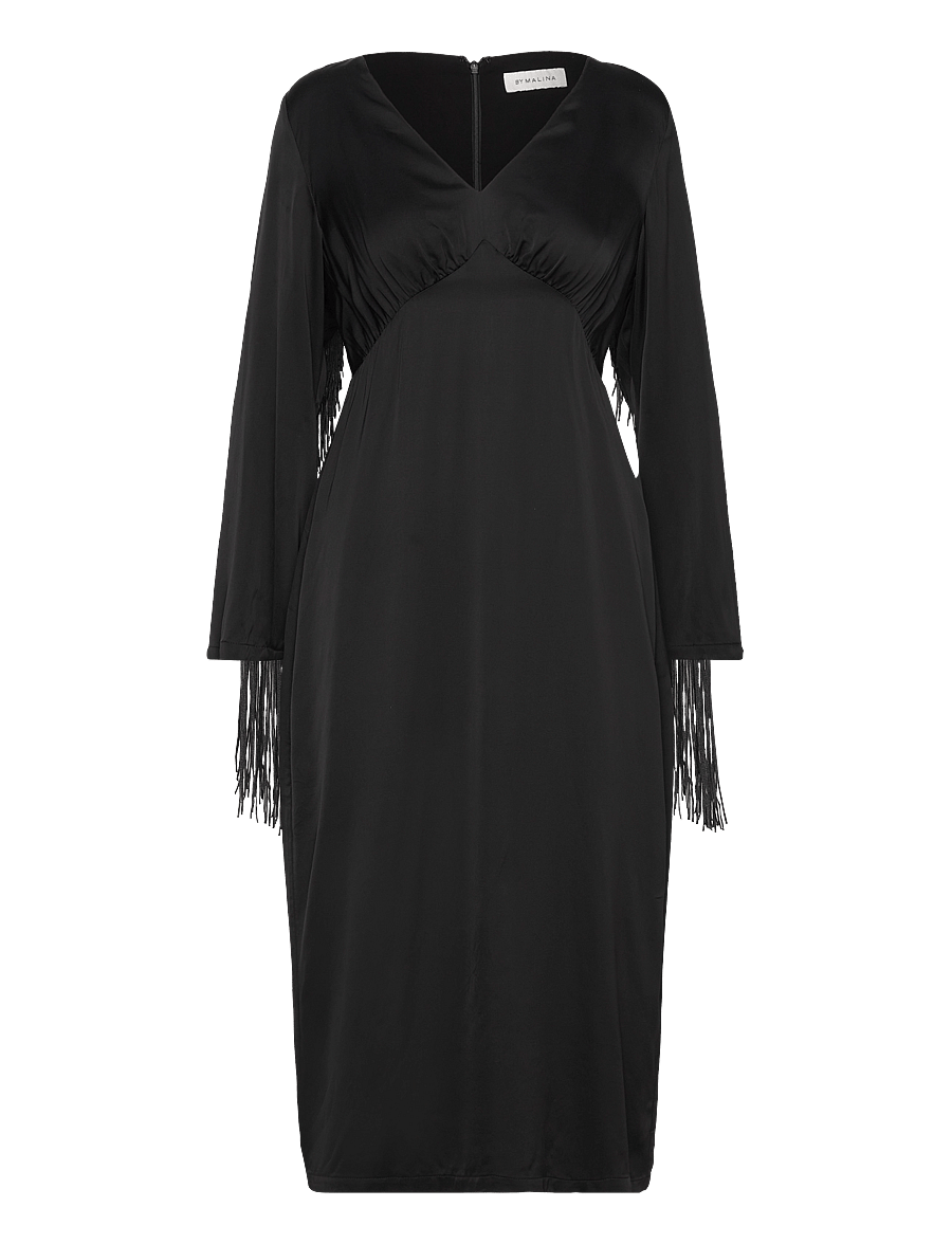 Malina - Sasha v-neck fringe midi dress - cocktailkleider - black - 1