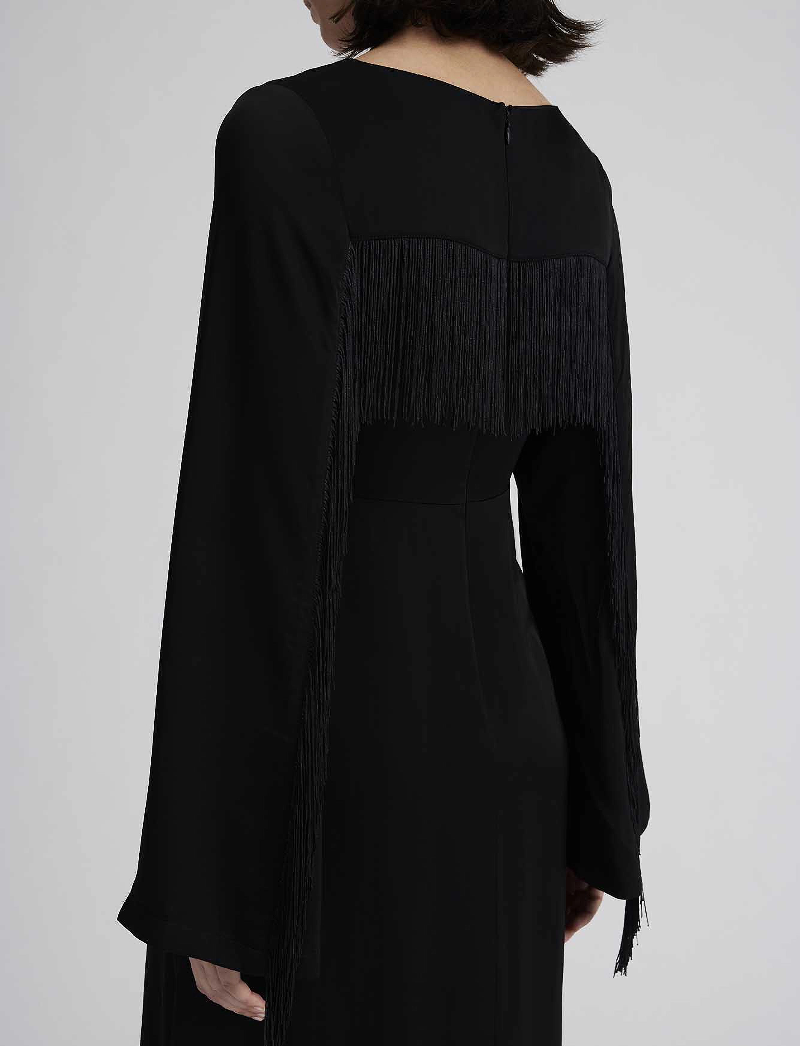 Malina - Sasha v-neck fringe midi dress - cocktailkleider - black - 5