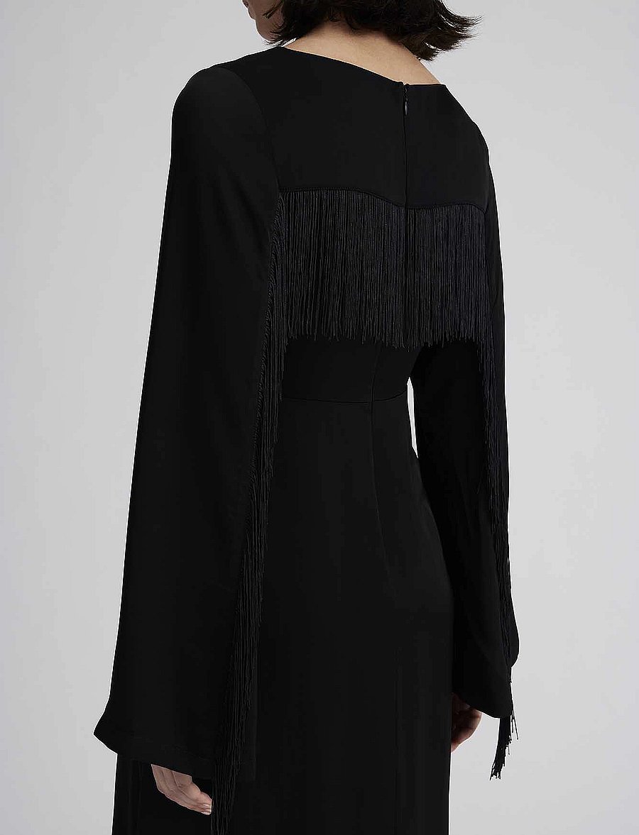 Malina - Sasha v-neck fringe midi dress - cocktailkleider - black - 5