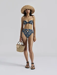 Lottie printed bandeau bikini top, Malina
