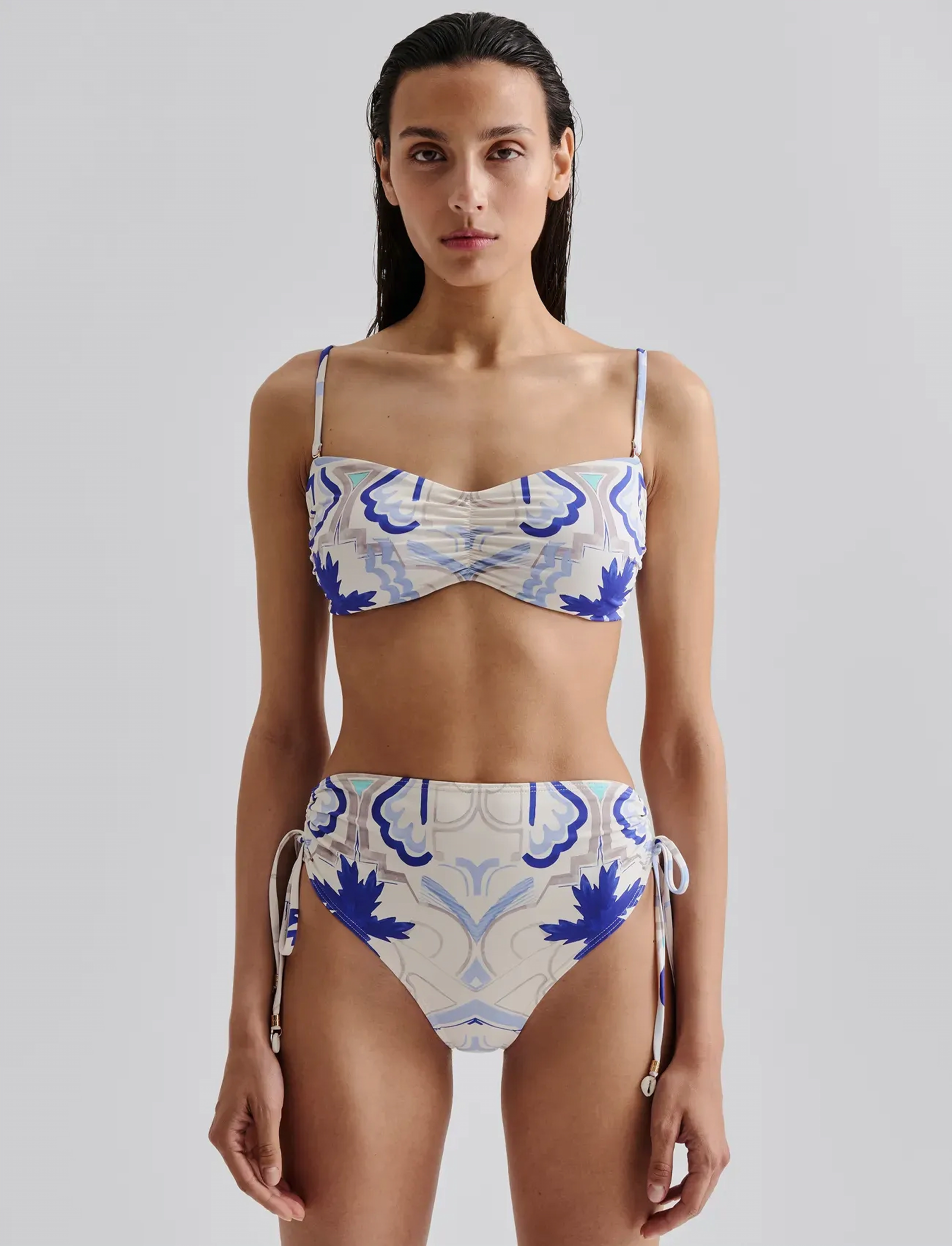 Malina Lottie Printed Bandeau Bikini Top, XS, Purple, Bikinitoppe > Bandeau-Bikinitoppe, Dame