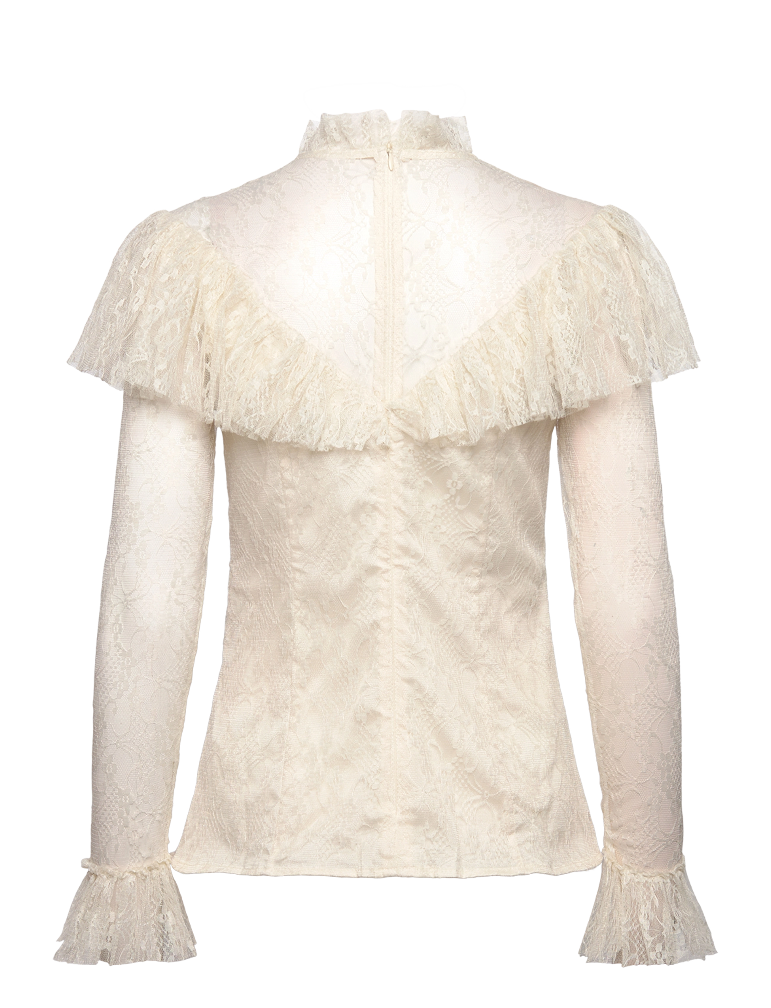 Malina - Joelle polo neck lace top - vanilla - 2