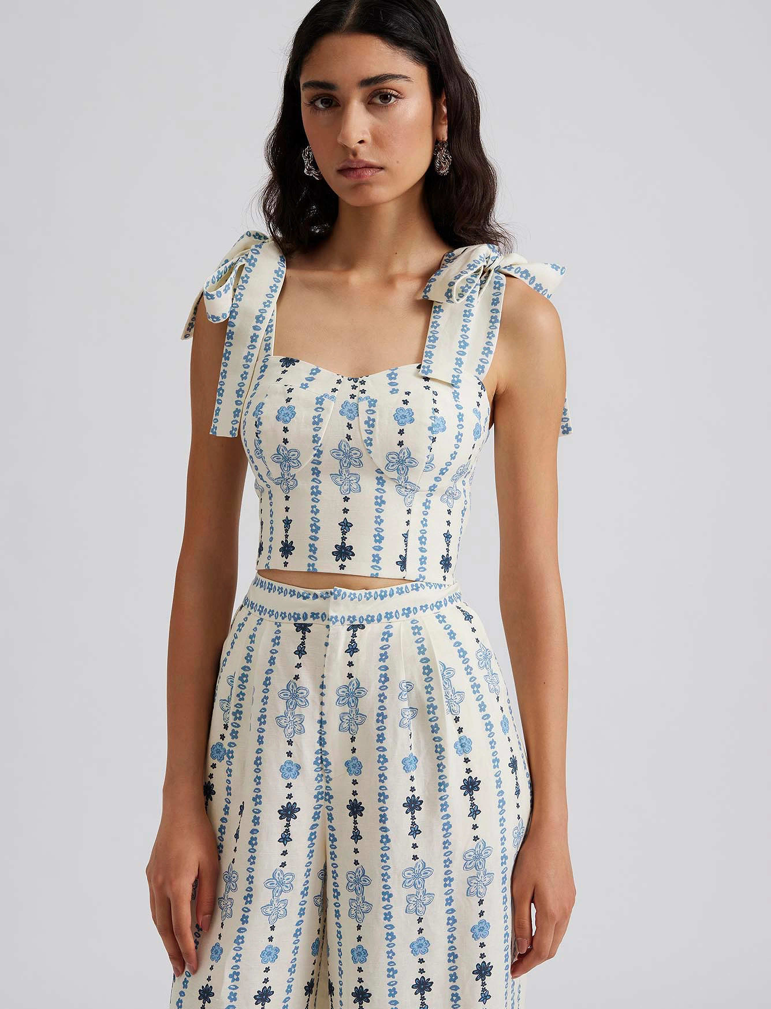 Malina - Evelyn tie strap bustier top - coastal stripe - 4