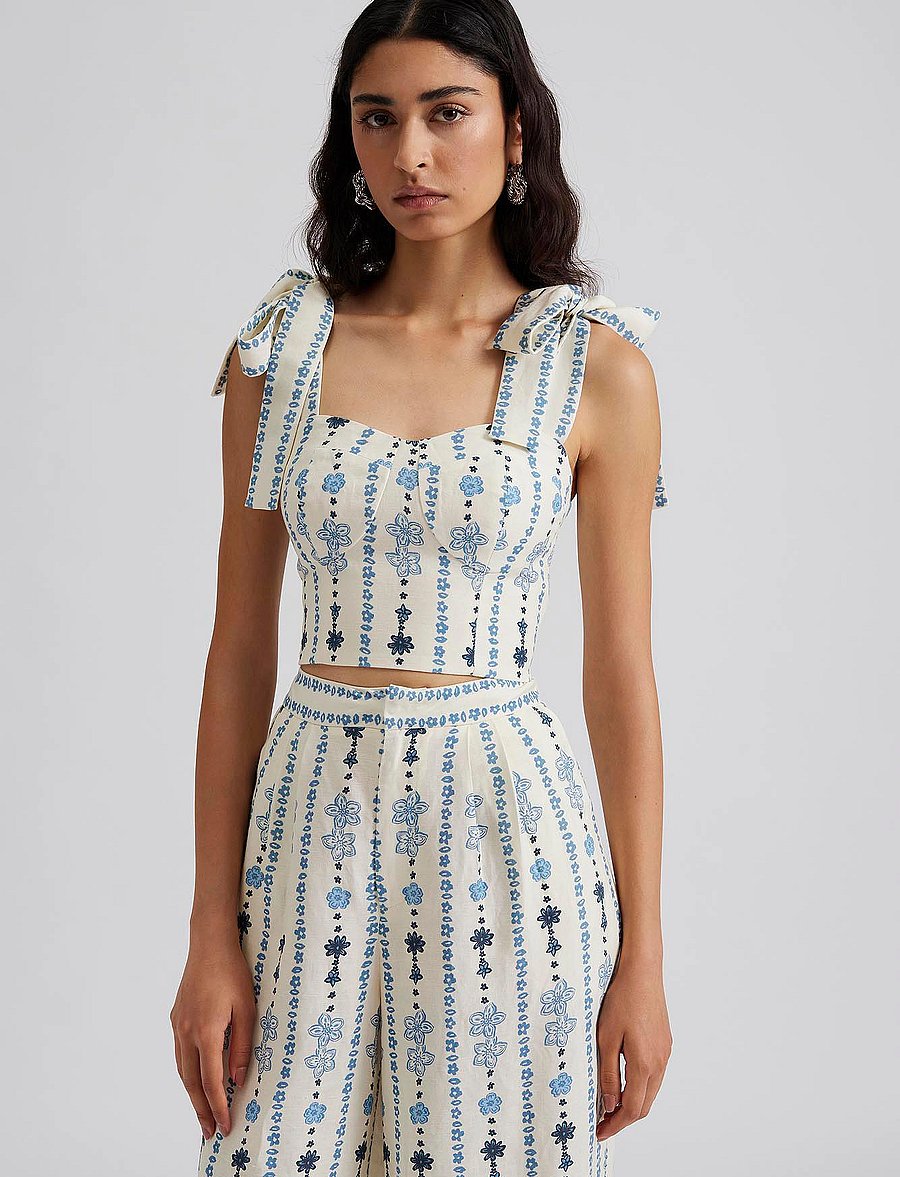 Malina - Evelyn tie strap bustier top - coastal stripe - 4