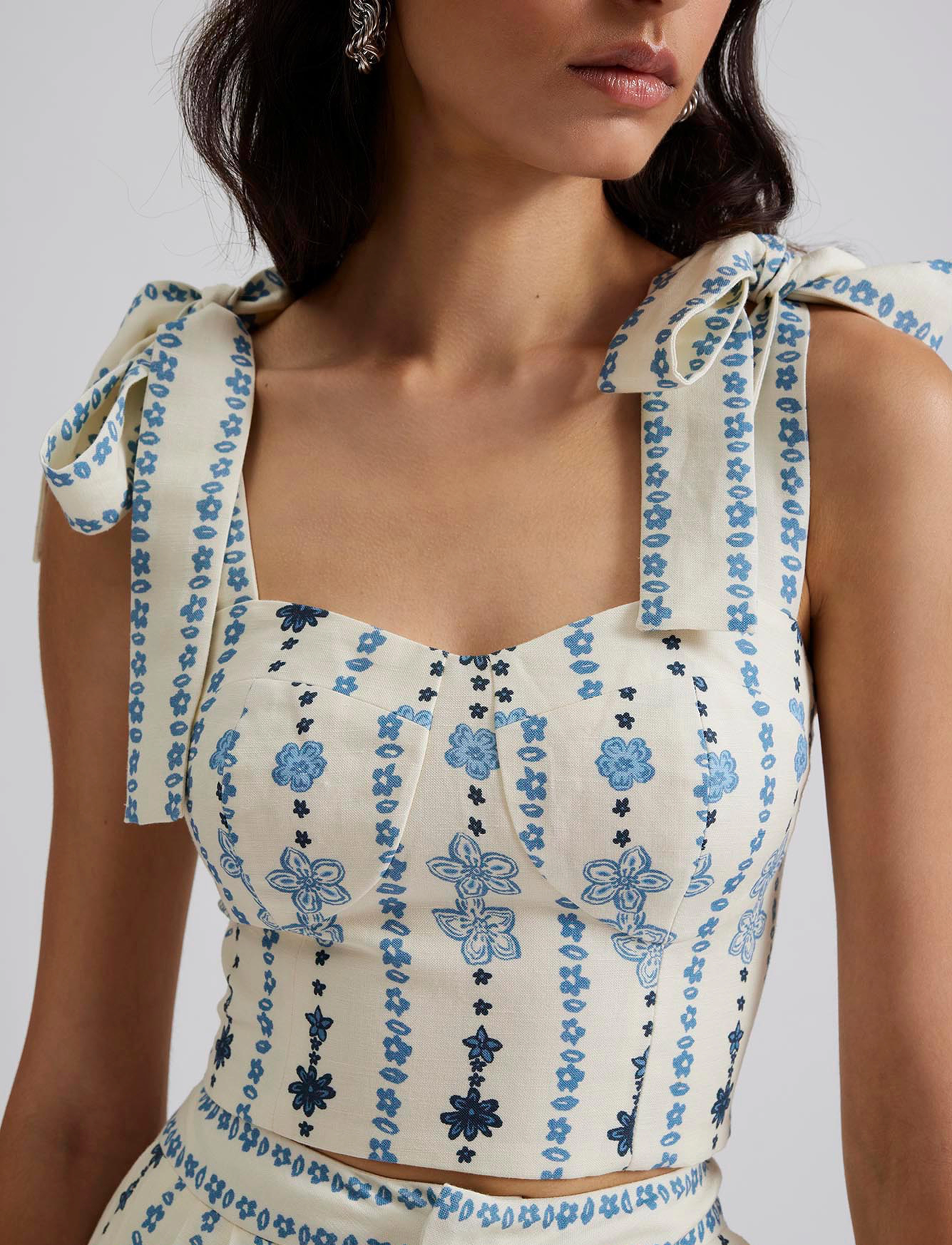 Malina - Evelyn tie strap bustier top - coastal stripe - 5