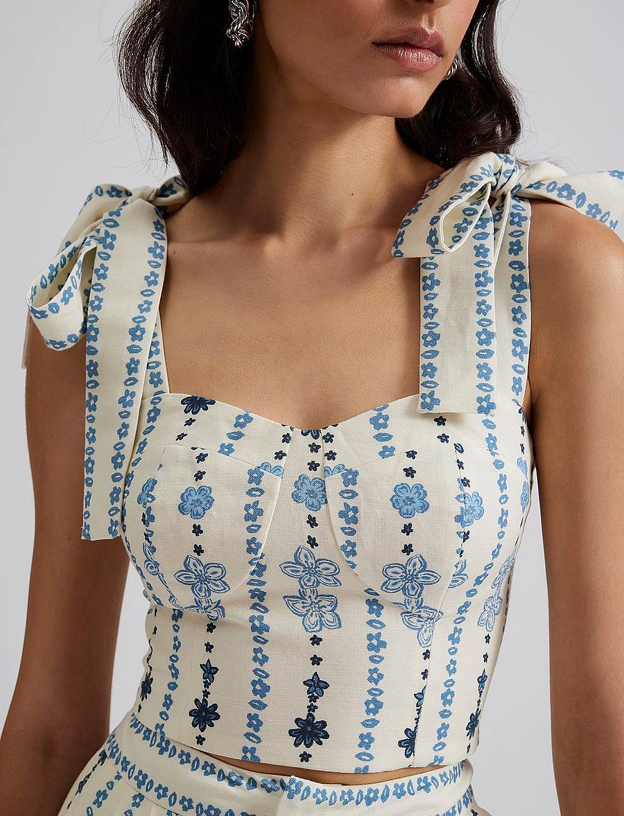 Malina - Evelyn tie strap bustier top - coastal stripe - 5