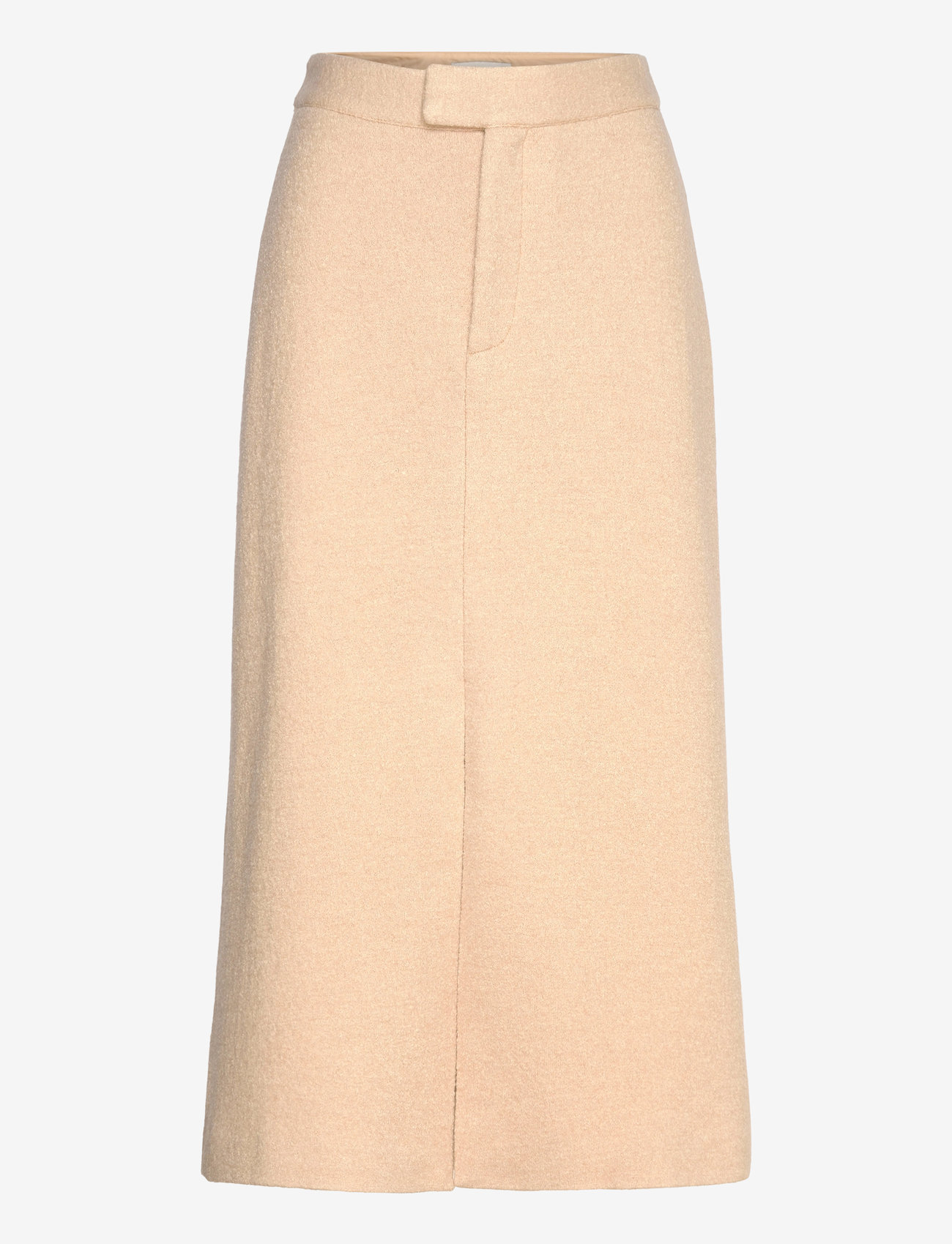 Malina - Alina front slit boucle midi skirt - midi-röcke - beige - 1