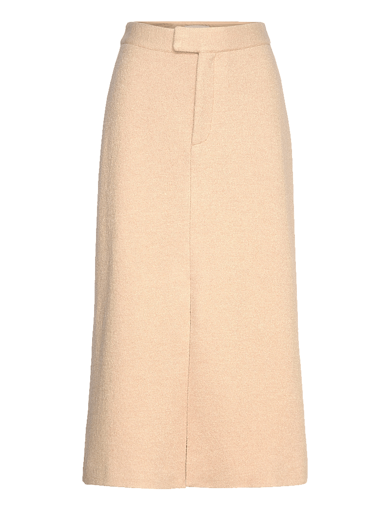 Malina - Alina front slit boucle midi skirt - midi-röcke - beige - 1