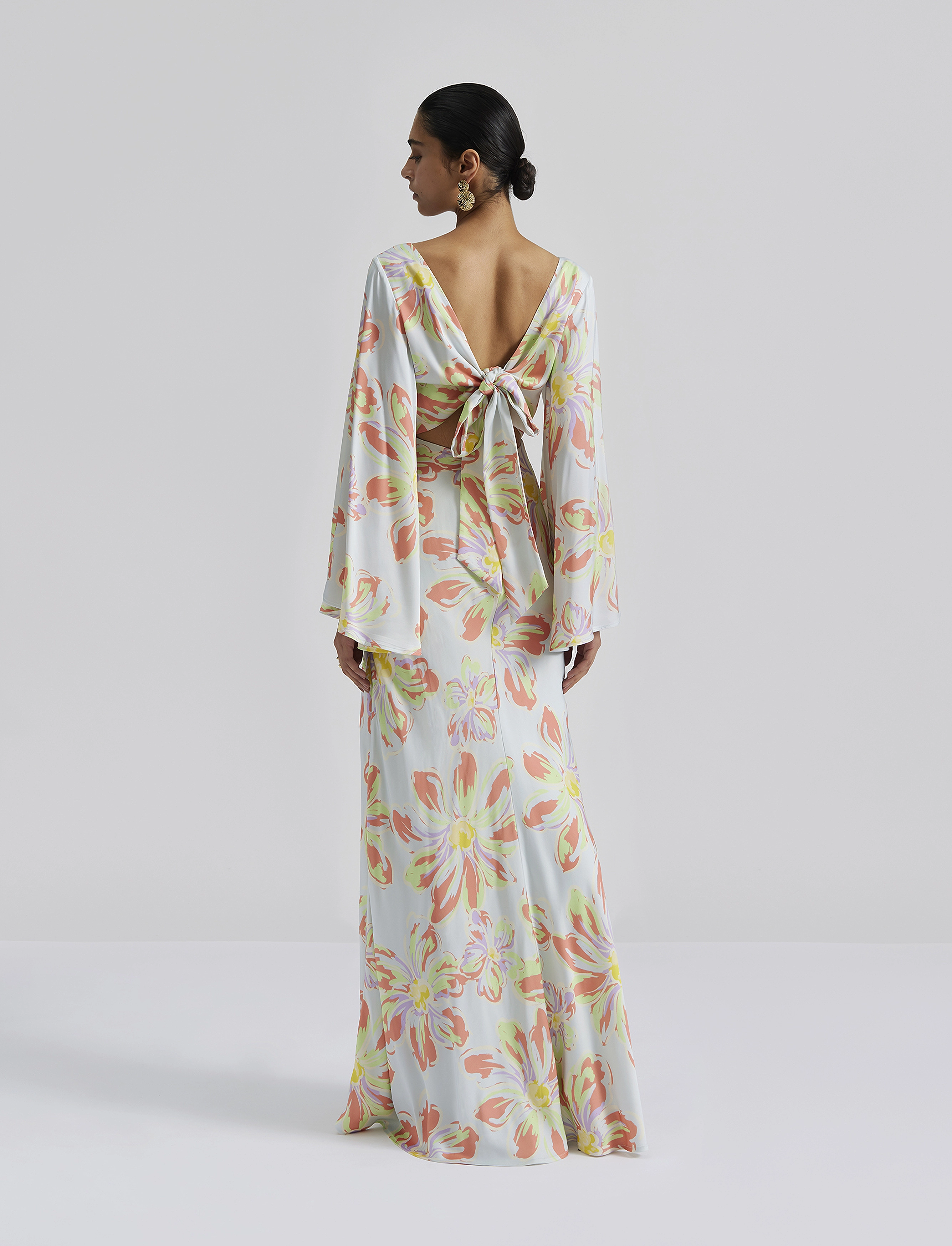 Malina - Simone tie-back satin maxi dress - blue lily - 3