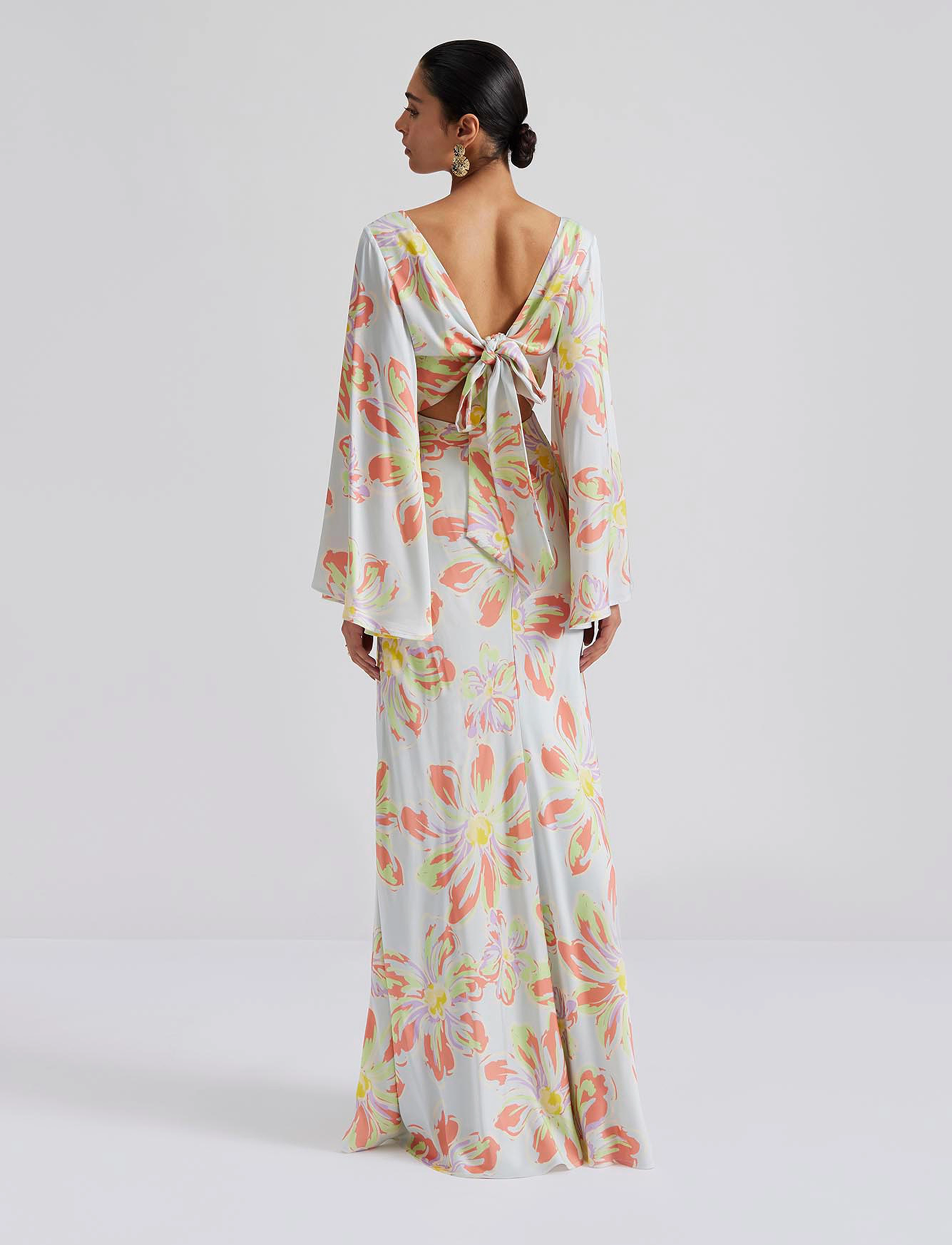 Malina - Simone tie-back satin maxi dress - blue lily - 4