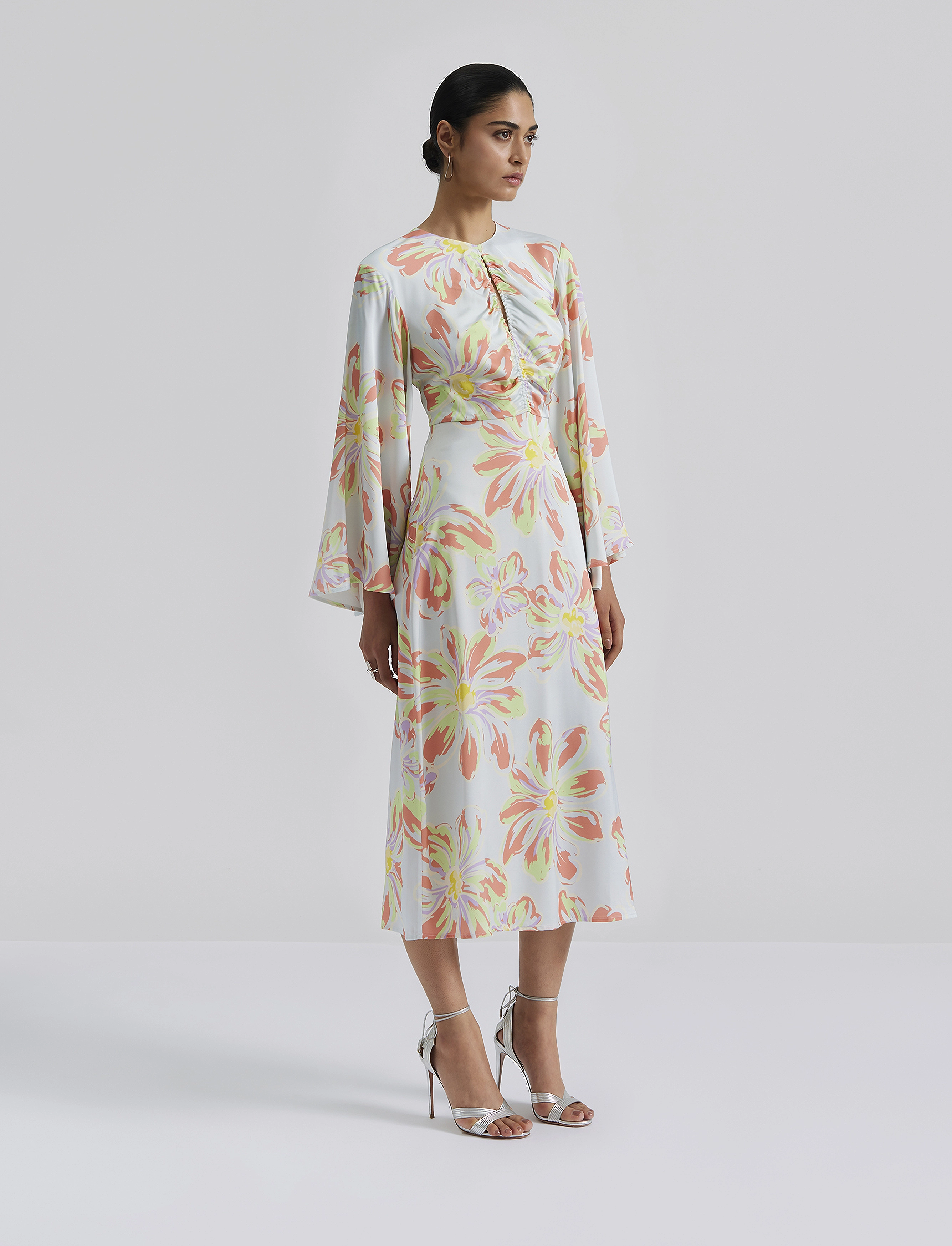 Malina Isadora wide sleeve midi dress - Tøj - BLUE LILY / blue