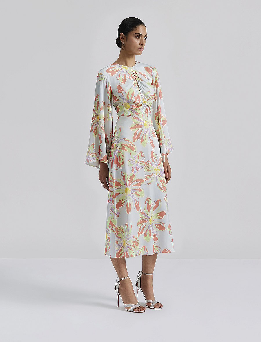 Malina - Isadora wide sleeve midi dress - festkjoler - blue lily - 0