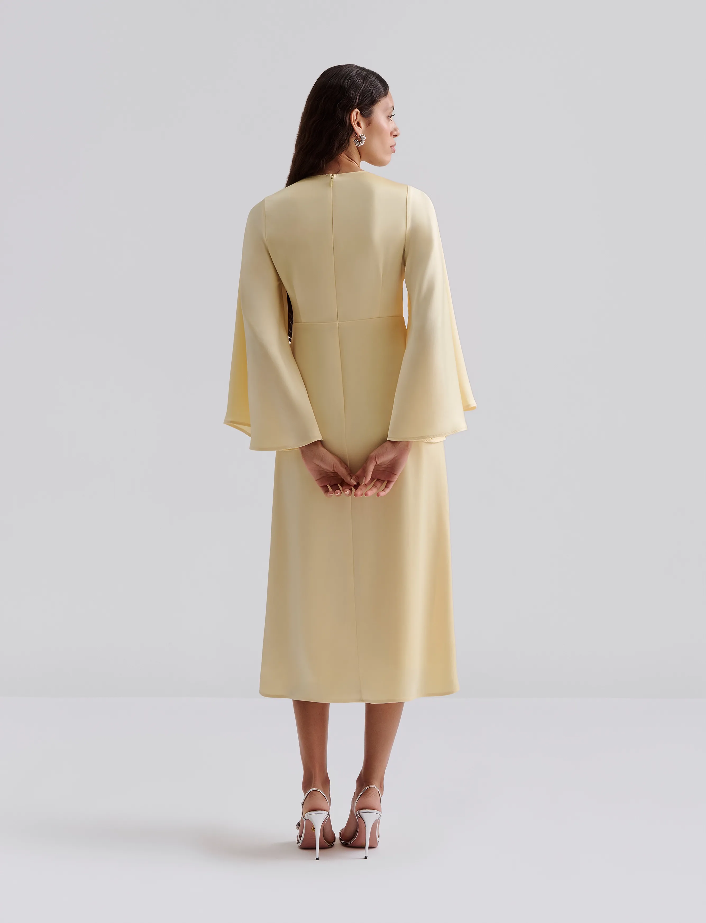 Malina - Isadora wide sleeve midi dress - proginės suknelės - lemon - 3