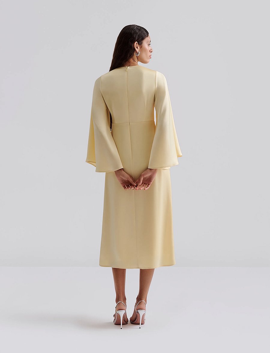 Malina - Isadora wide sleeve midi dress - proginės suknelės - lemon - 3