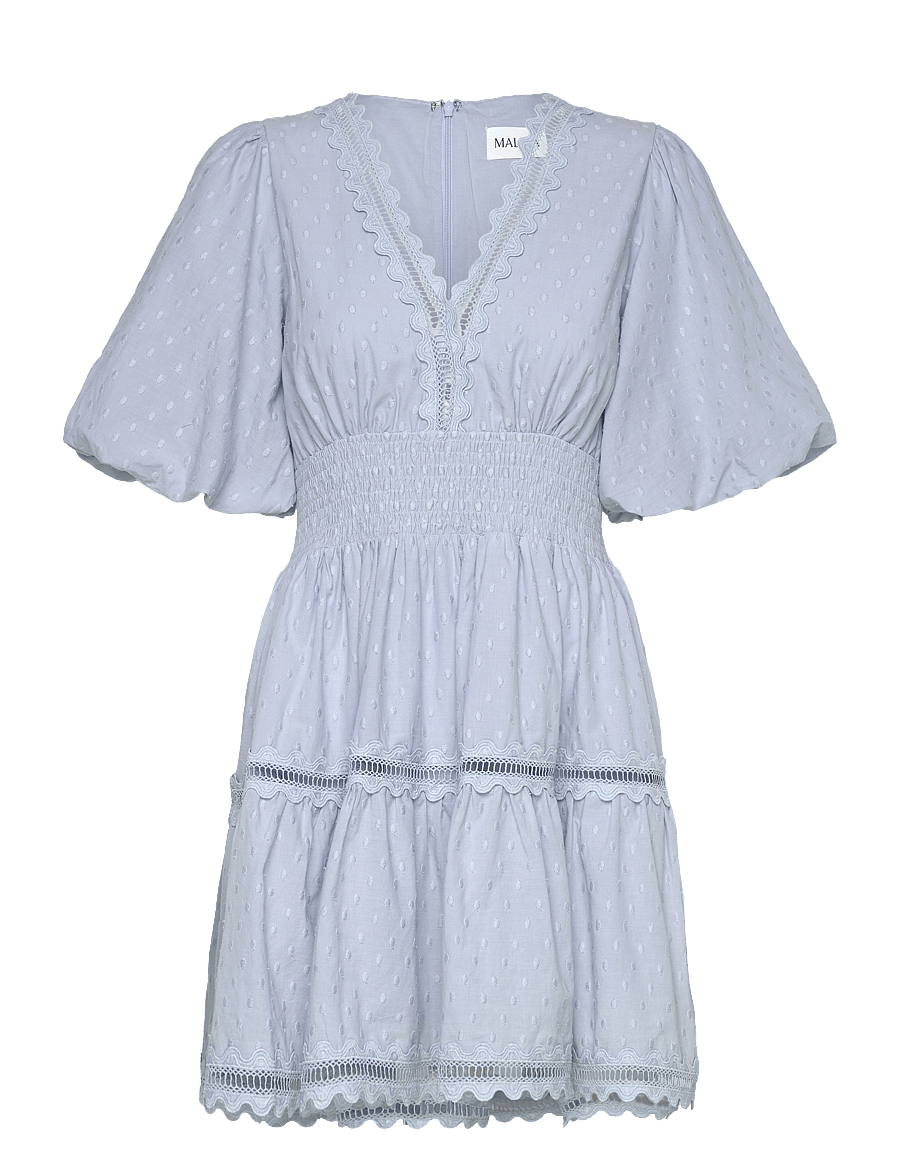 Malina - Elvira v-neck mini dress - confirmation - dusty blue - 1
